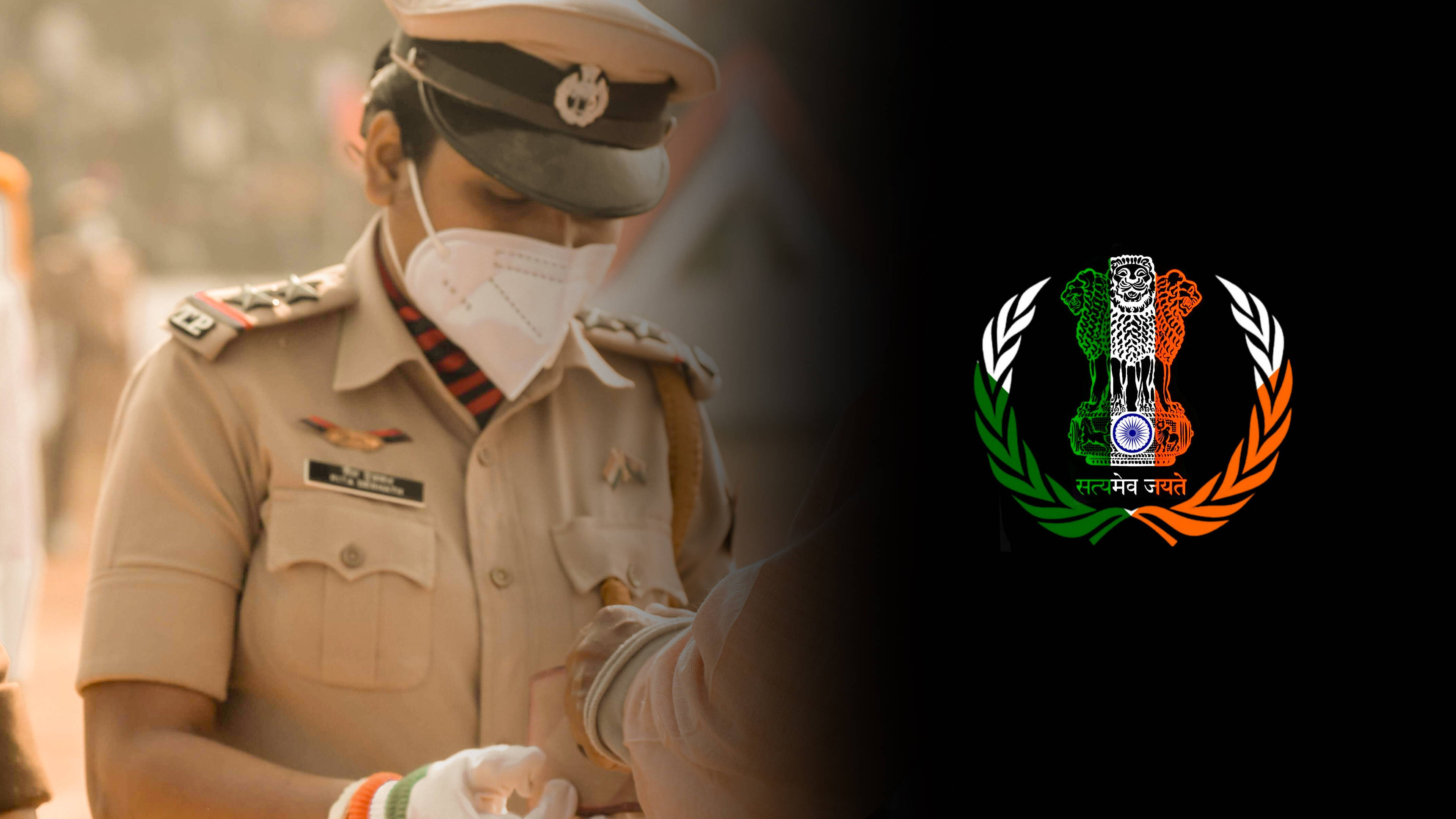 Indian police officer, mask, gloves, 4K Desktop Wallpaper