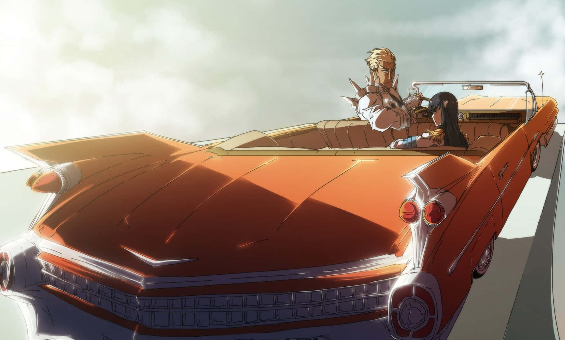 Ira Gamagoori, Disciplinary Committee Leader, vibrant orange classic convertible, HD Desktop Wallpaper