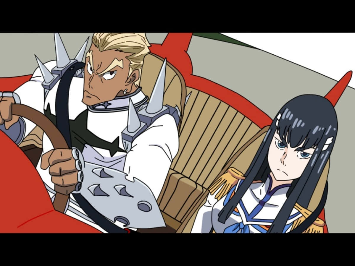 Ira Gamagoori, spiky armored vehicle, fierce expression, SD Desktop Wallpaper