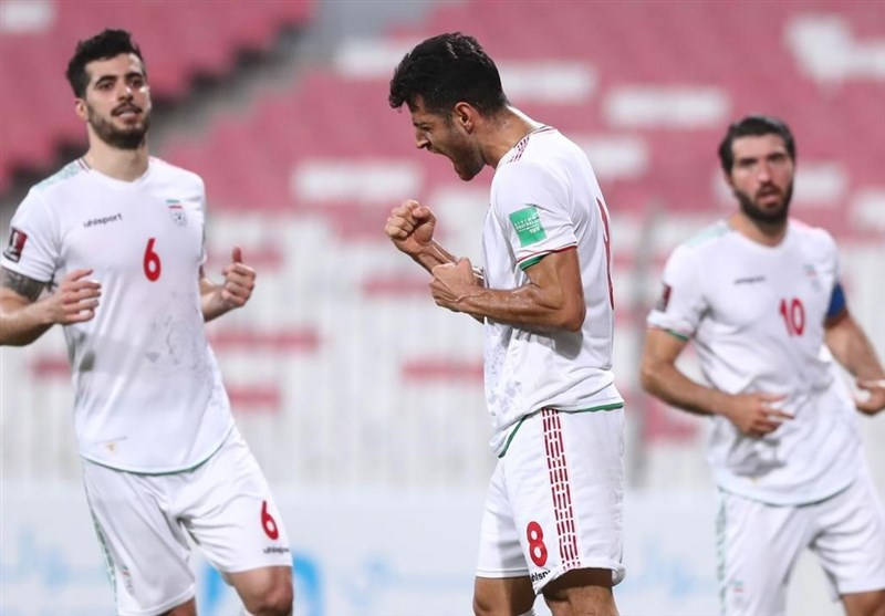 Iran National Football Team, white uniforms, stadium field, SD Desktop Wallpaper