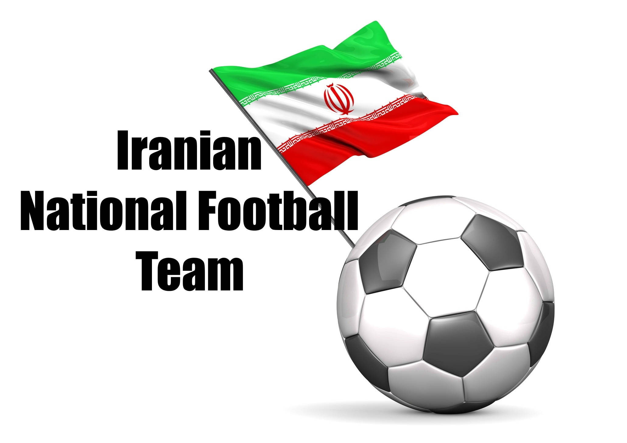 Iran National Football Team, glossy soccer ball, waving Iranian flag, Full HD Desktop Wallpaper