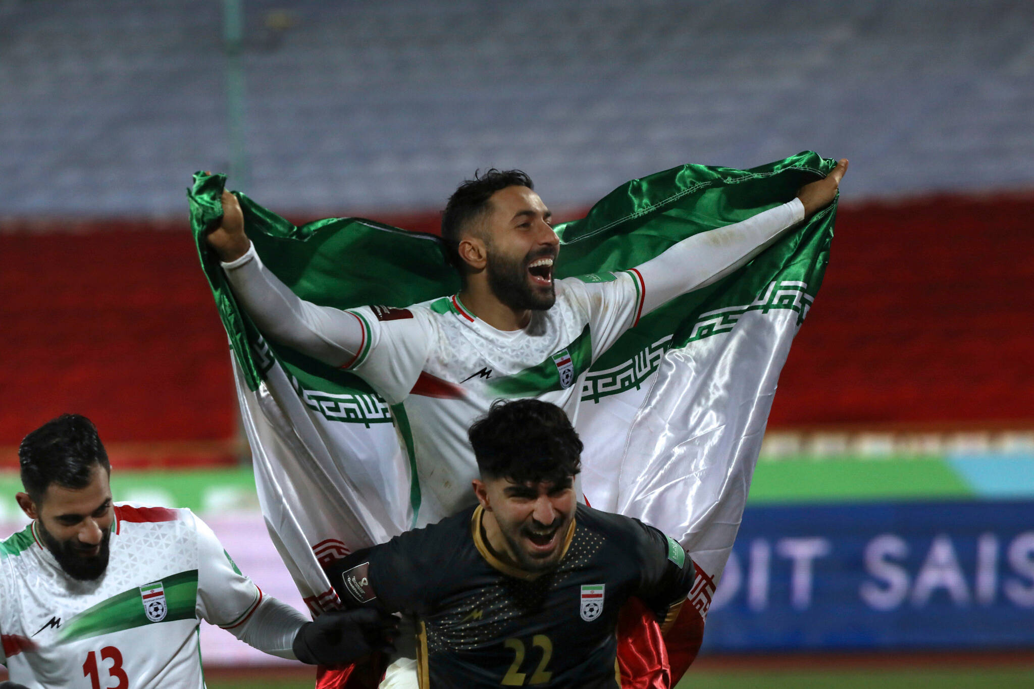 Iran National Football Team, national flag, stadium field, Full HD Desktop Wallpaper
