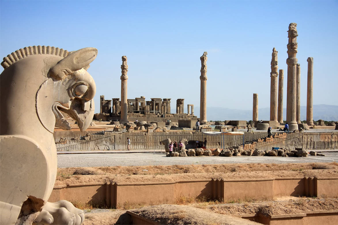 ancient Persian statue, Iran, stone columns, SD Desktop Wallpaper