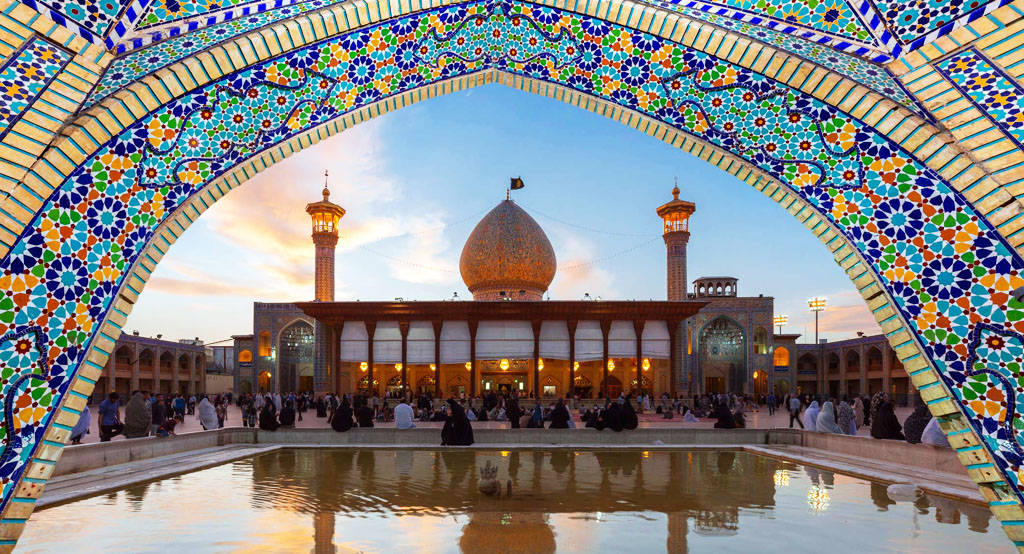 colorful tiled walls, Iran, mosaic arch, SD Desktop Wallpaper