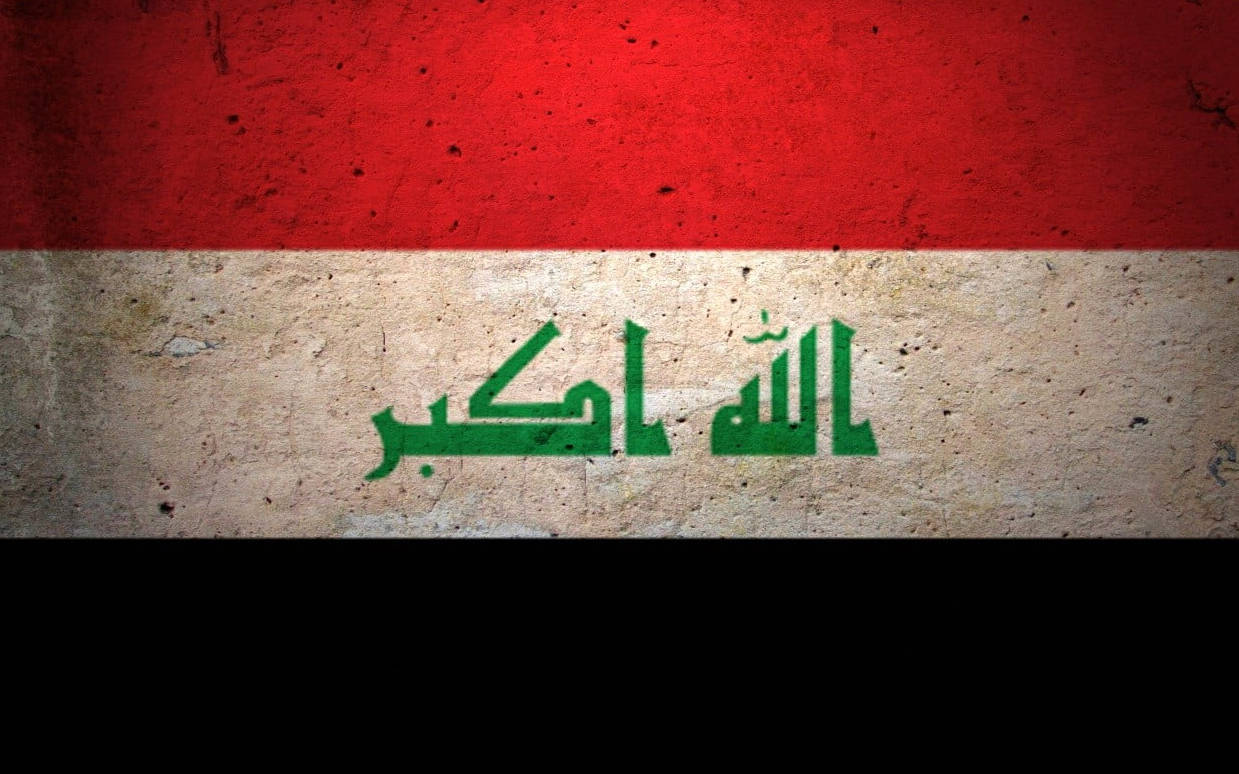Iraq flag, textured concrete wall, red white and black stripes, SD Desktop Wallpaper