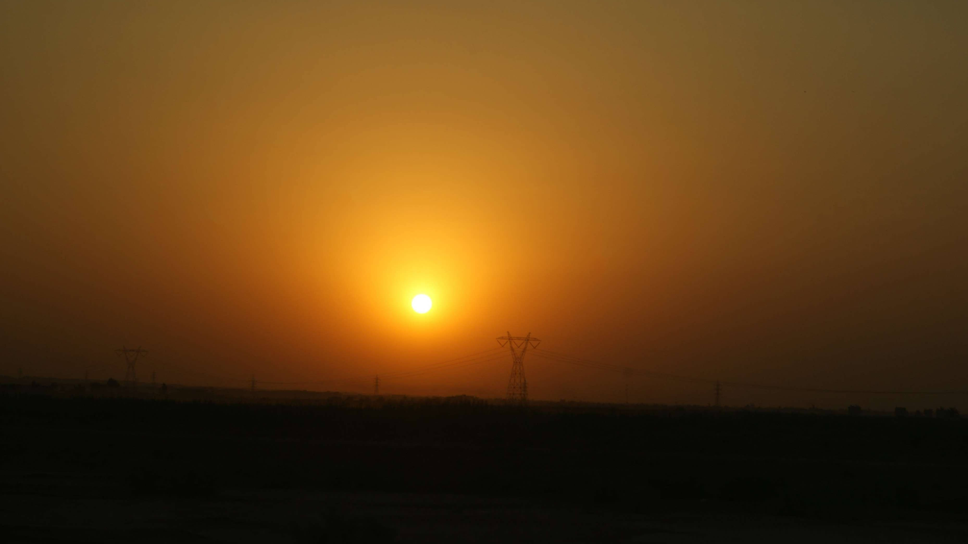 Iraq, electric tower, sunset, 2K Desktop Wallpaper