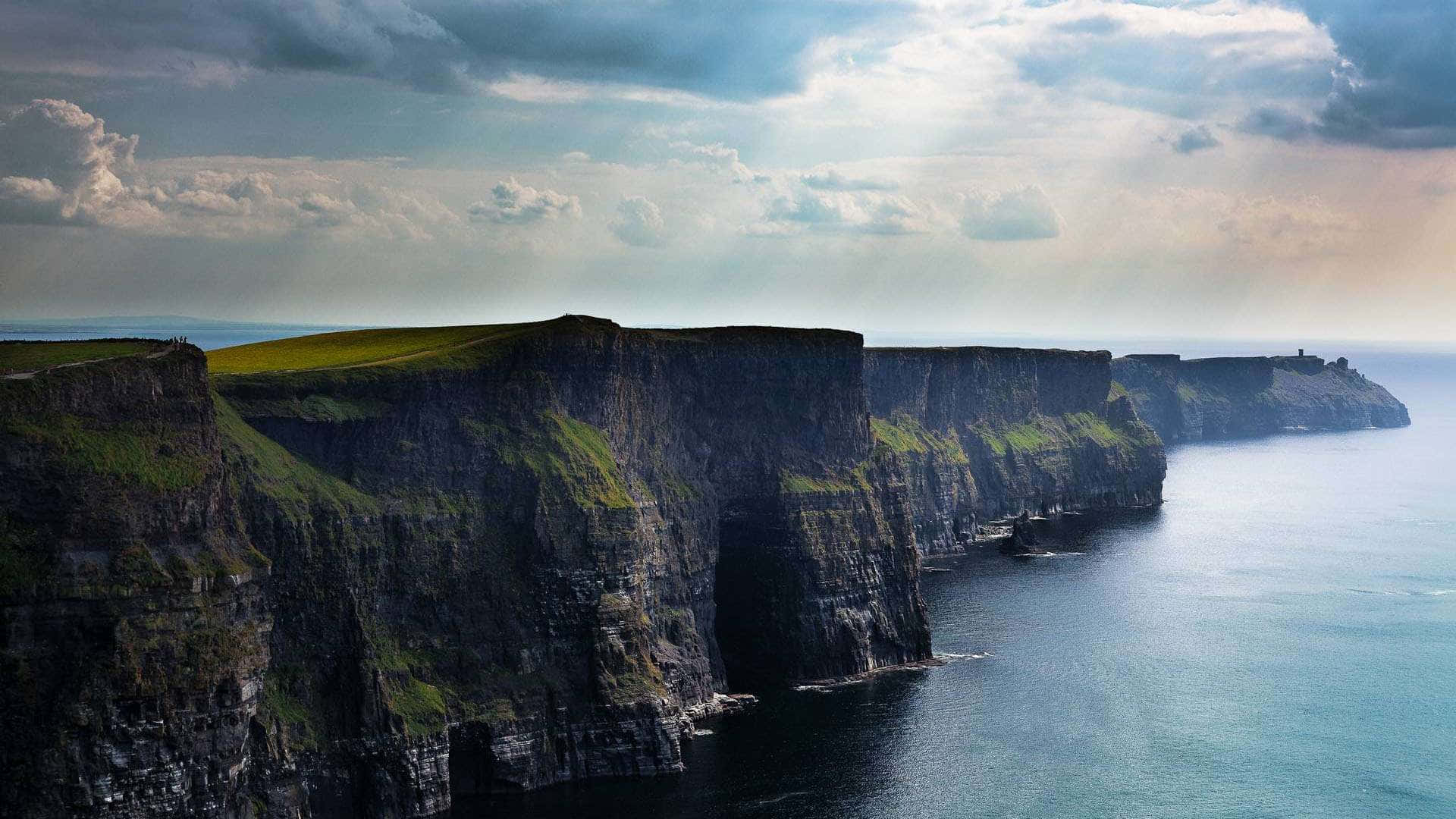 Irish mountain scenery, turquoise sea, moody sky, Full HD Desktop Wallpaper