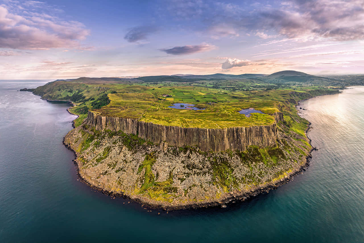 Ireland, Green Grassy Island, aerial view, HD Desktop Wallpaper