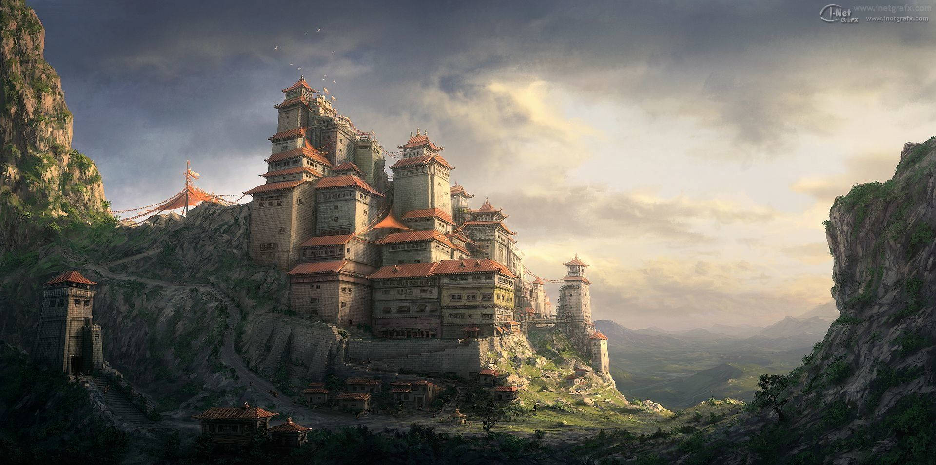 castle, Ireland, red roofs, Full HD Desktop Wallpaper