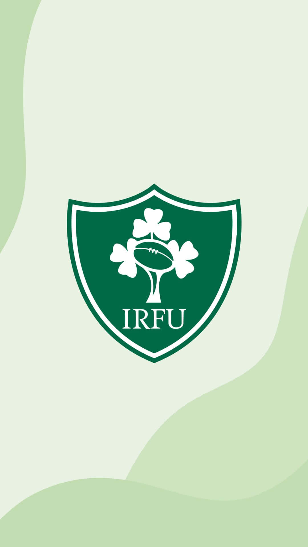 Ireland Rugby, green shield logo, white shamrock, Full HD Phone Wallpaper