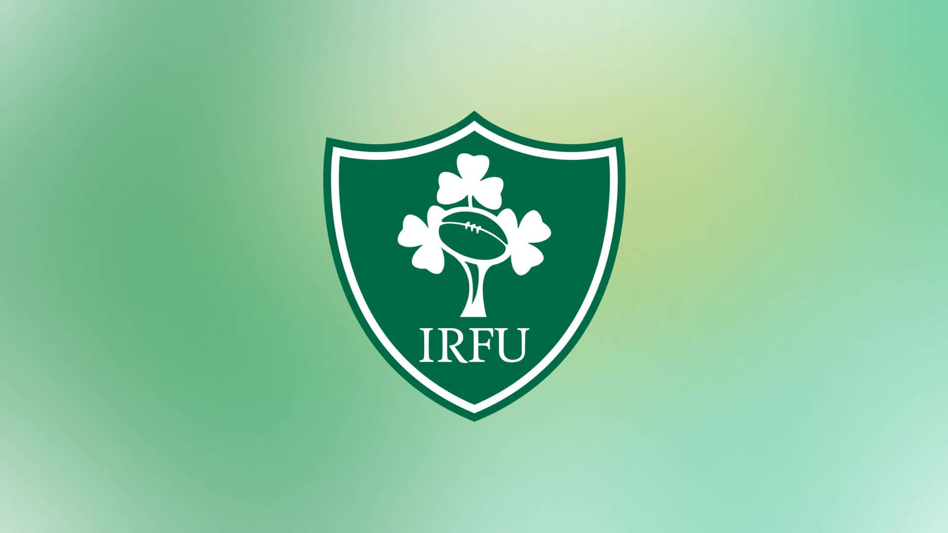 Ireland Rugby, green shield logo, white shamrocks, Full HD Desktop Wallpaper