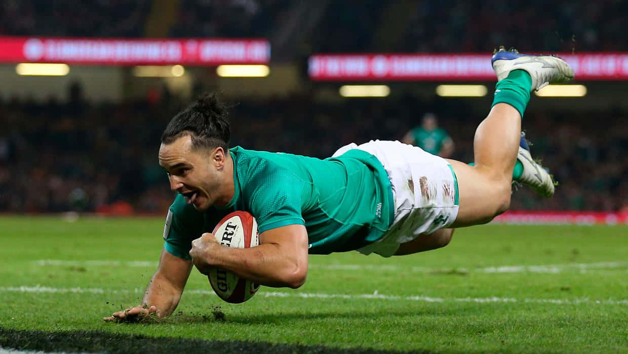 Ireland Rugby, green jersey, try, SD Desktop Wallpaper