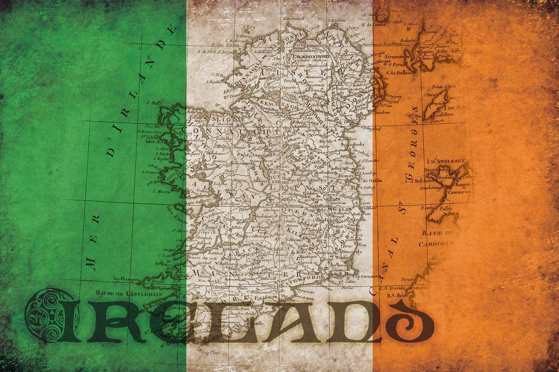 Ireland, tricolor flag, weathered green, SD Desktop Wallpaper