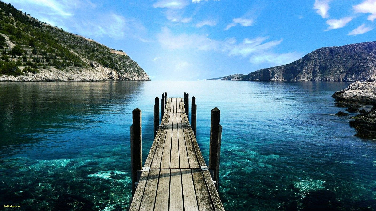 Ireland, ocean dock, weathered wooden pier, HD Desktop Wallpaper