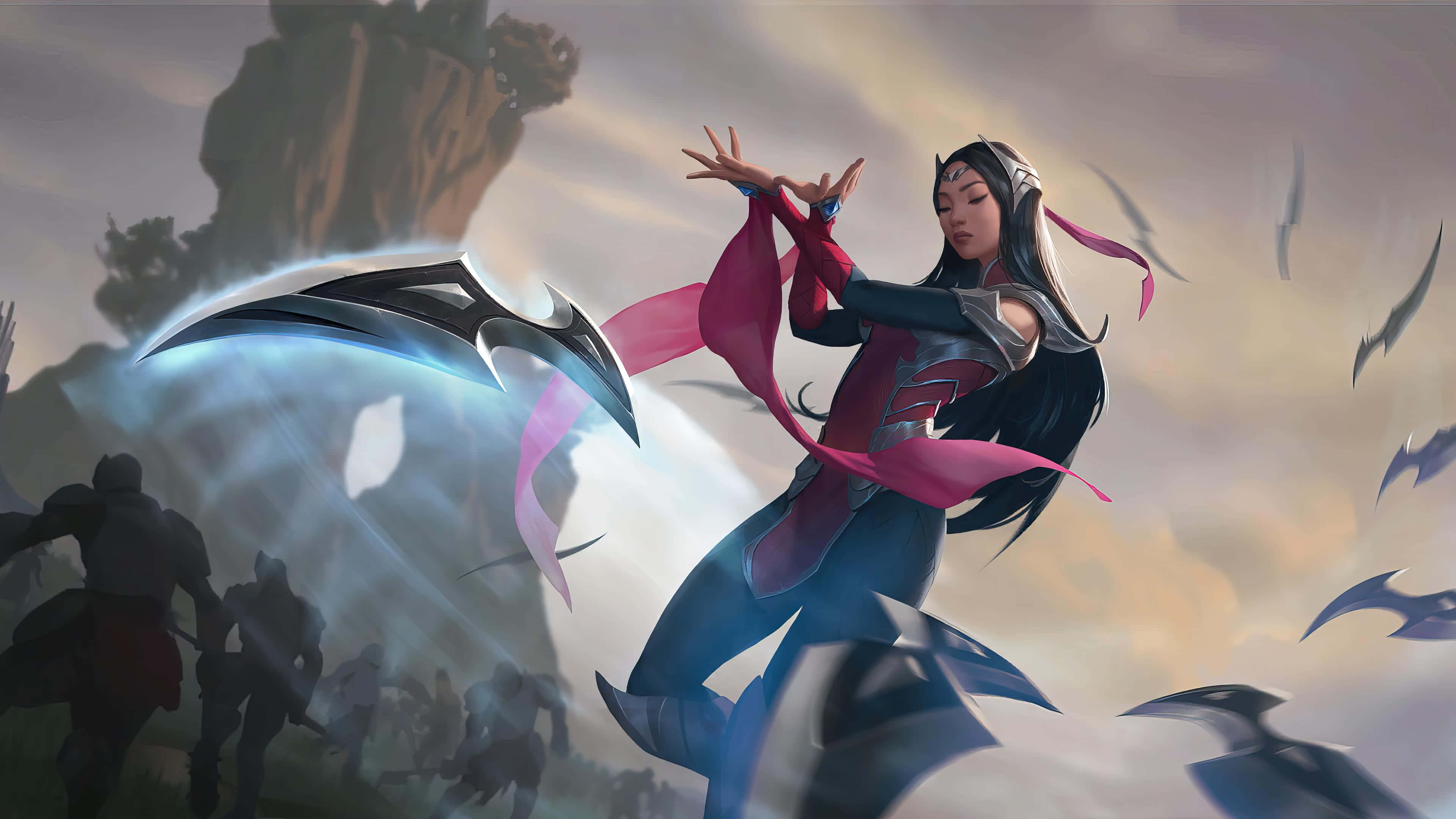 Irelia, battle dance, red and blue armor, 4K Desktop Wallpaper
