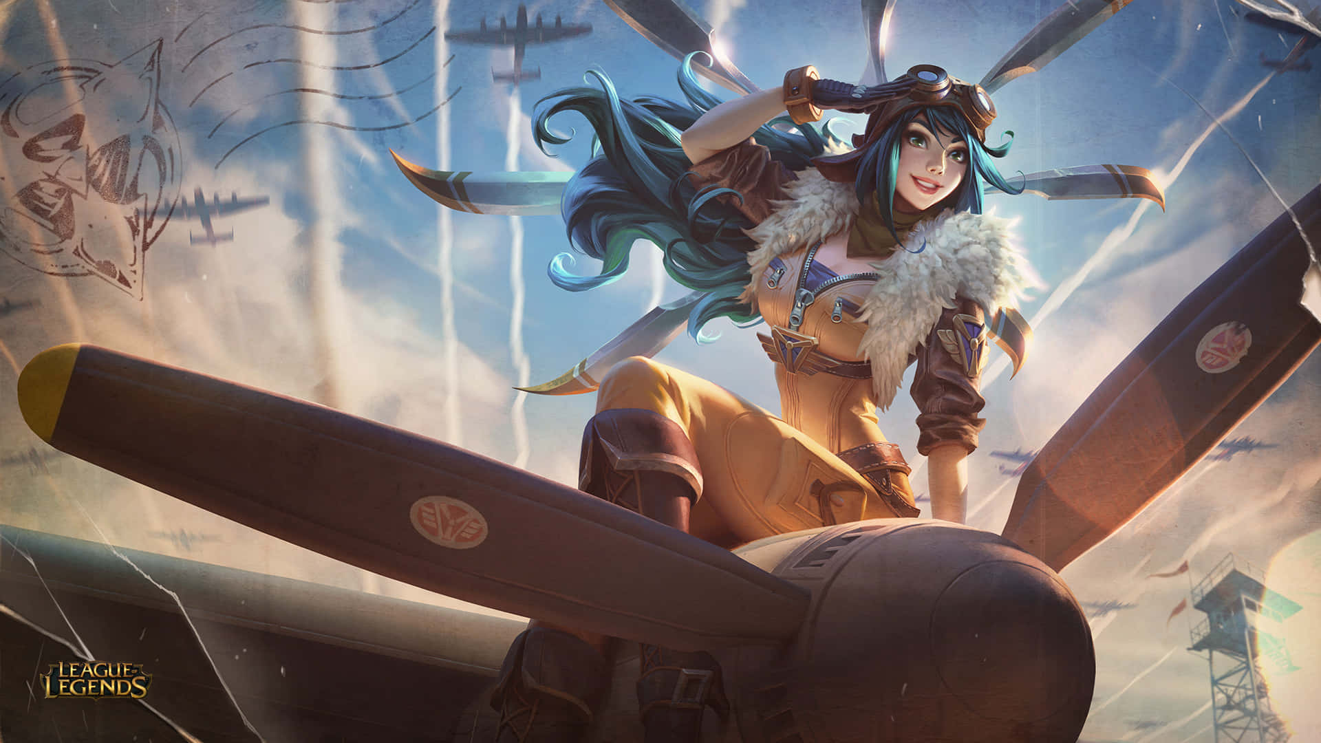 Irelia, teal hair, goggles, Full HD Desktop Wallpaper