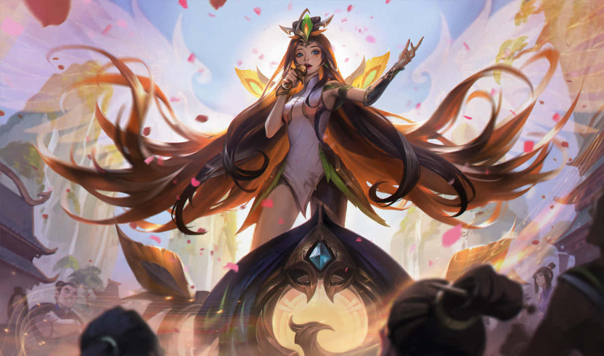 Irelia, golden wings, glowing throne, SD Desktop Wallpaper