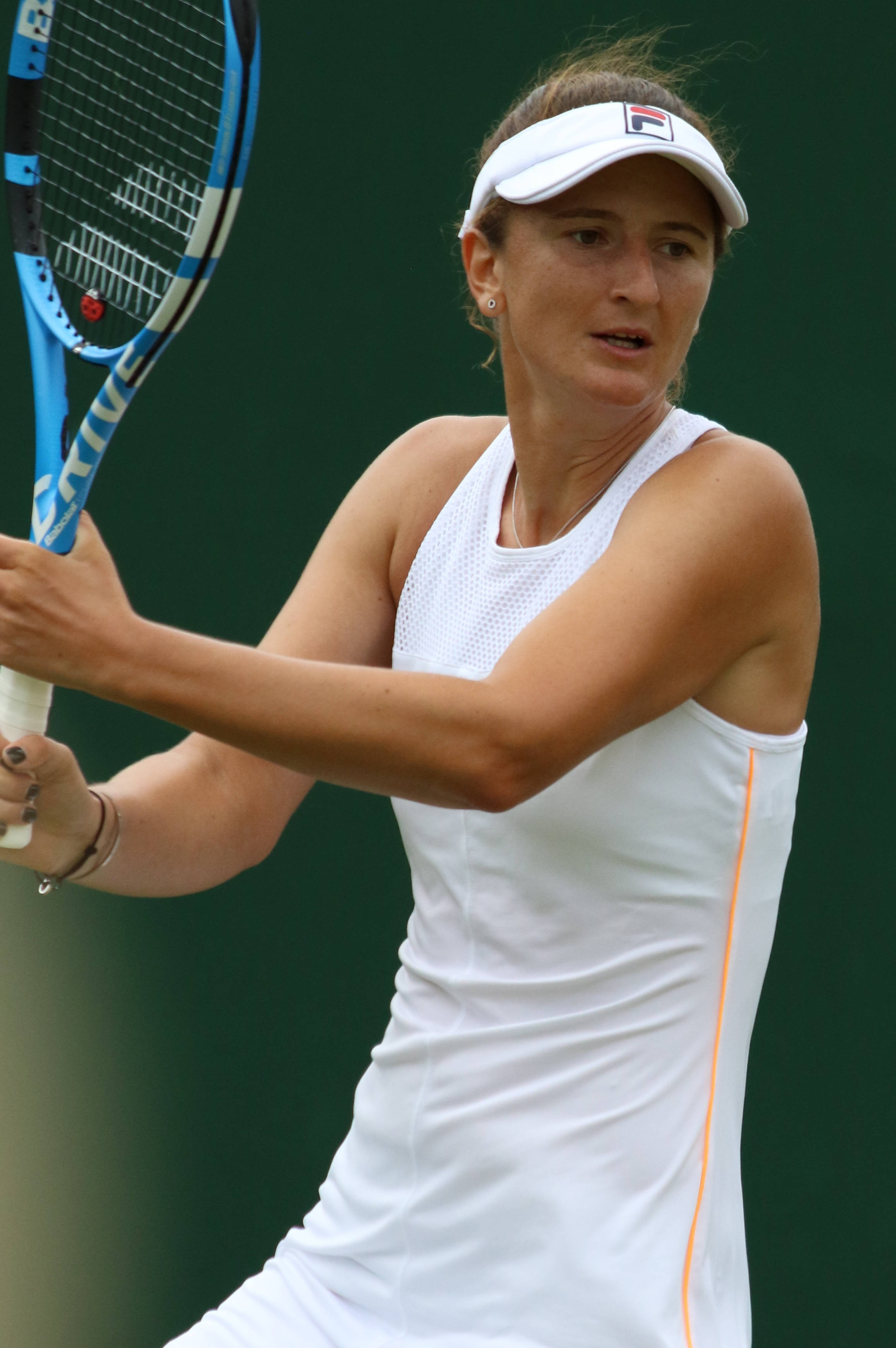 Irina-Camelia Begu, white athletic gear, blue racket, 2K Phone Wallpaper