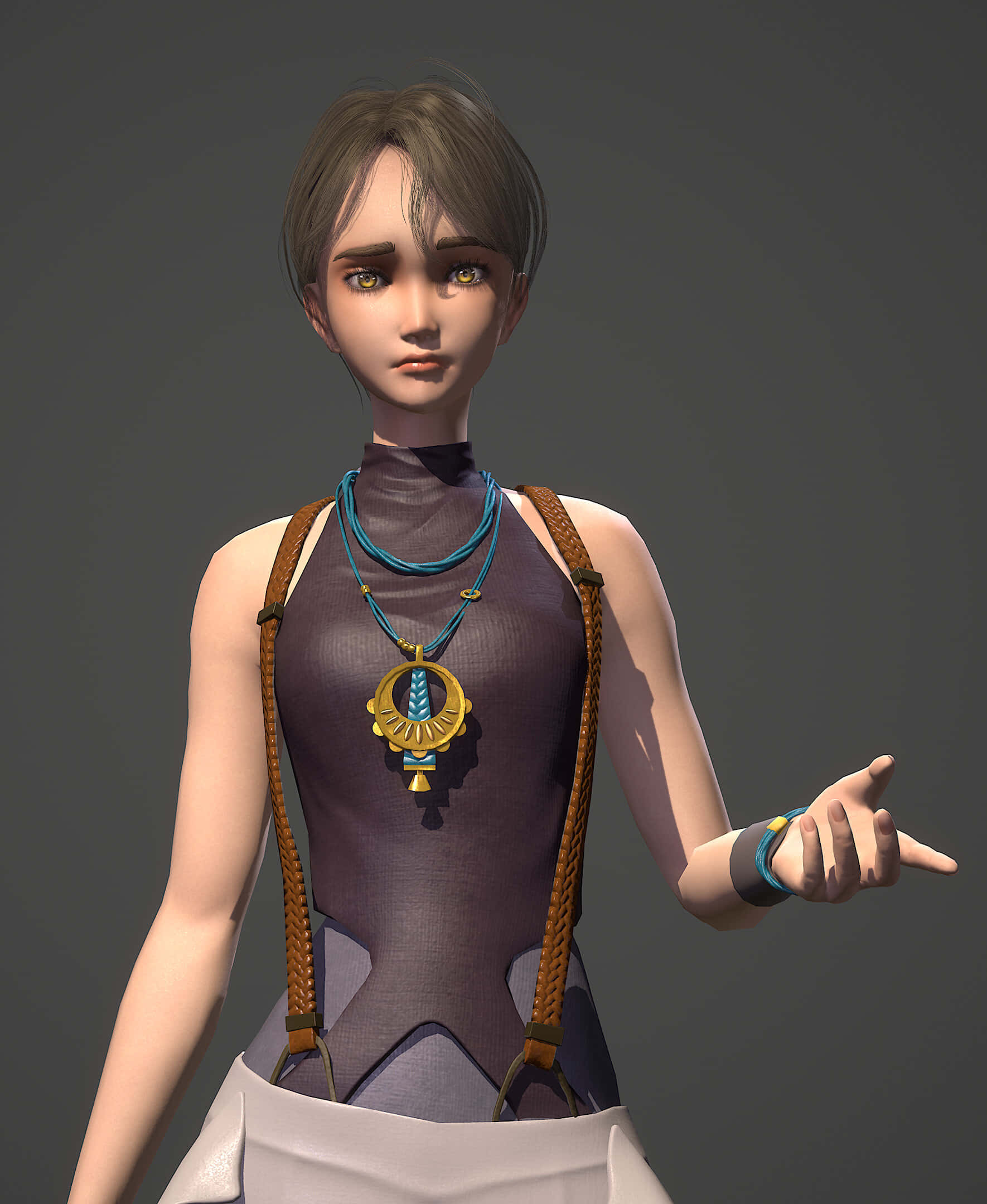 Iris Cannary, 3d-rendered female character, short brown hair, Full HD Phone Wallpaper