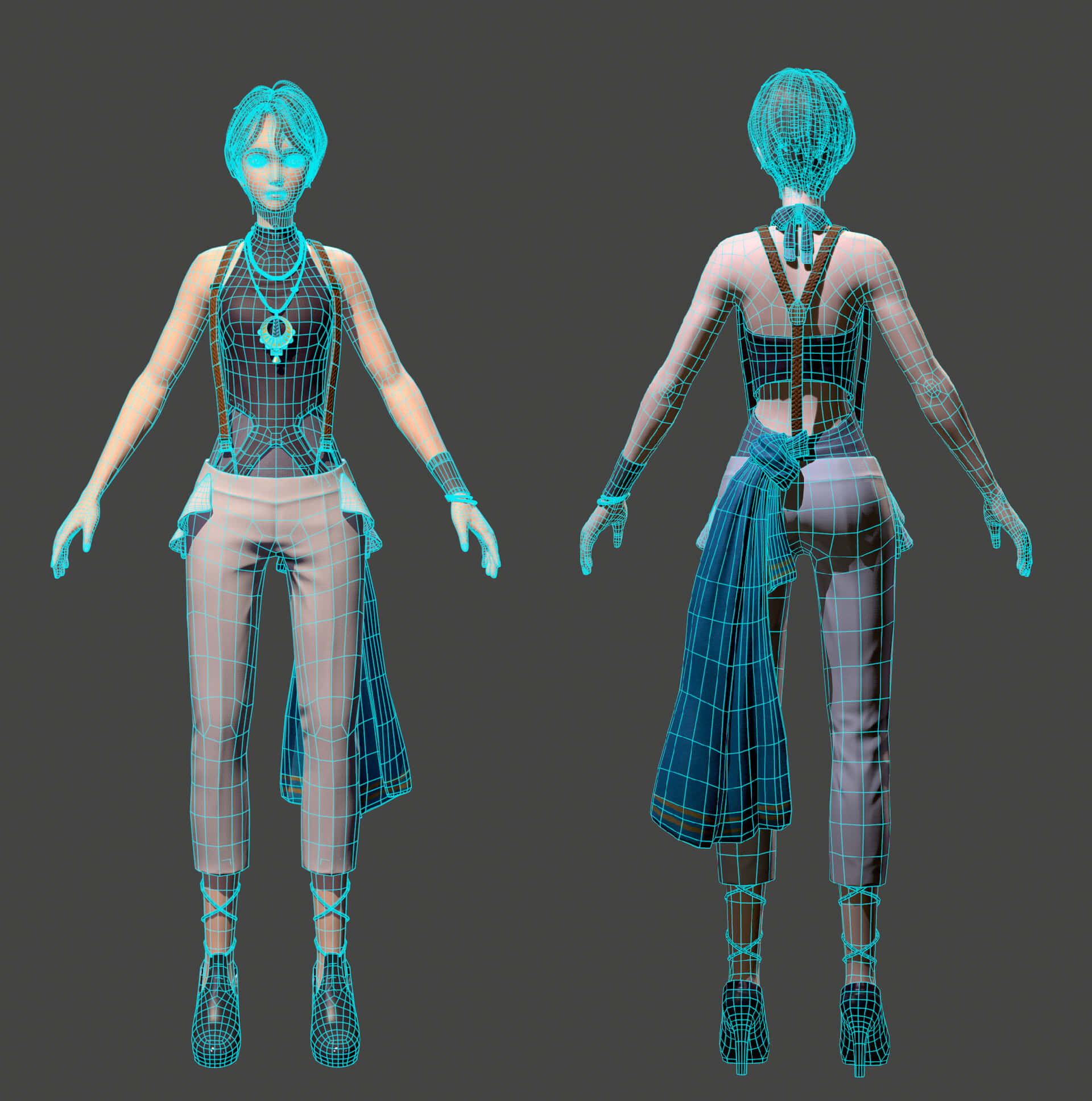 Iris Cannary, 3d wireframe model, female character, Full HD Phone Wallpaper