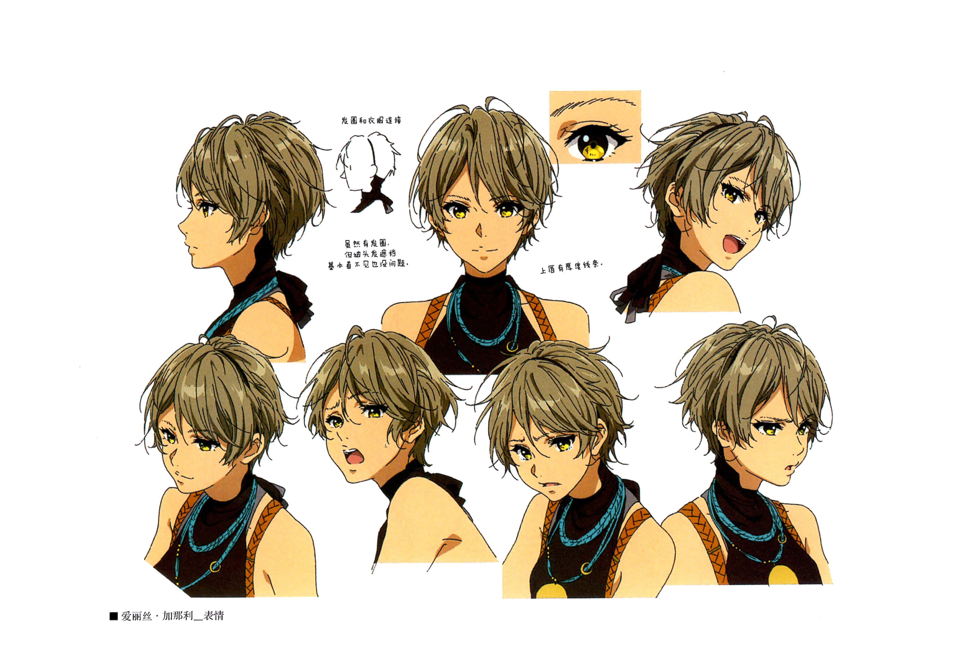 Iris Cannary, 3307 x 2267, anime character design sheet, 2K Desktop Wallpaper