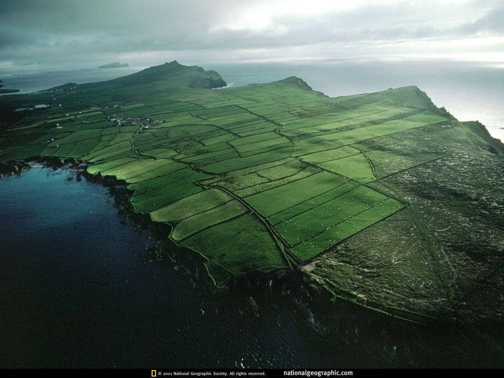 Irish, geographic island, lush green farmland, SD Desktop Wallpaper