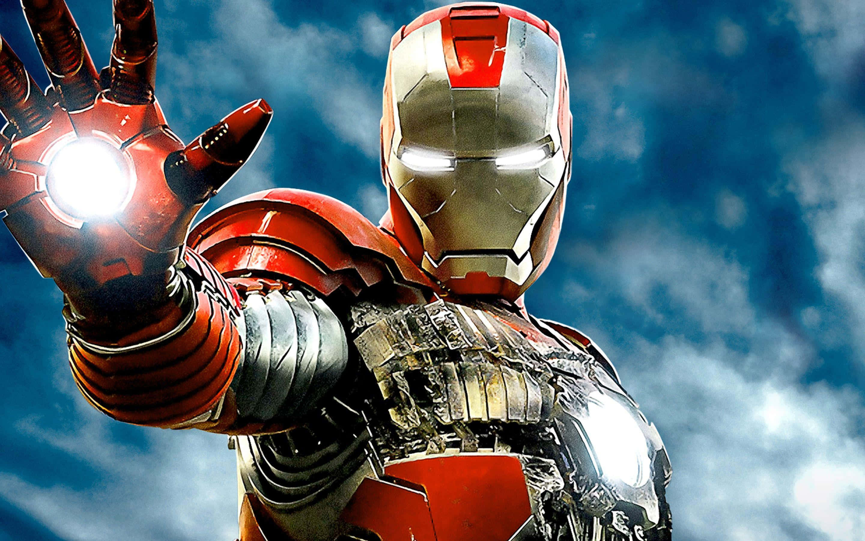 Iron Man, red and gold armor, repulsor hand, 2K Desktop Wallpaper