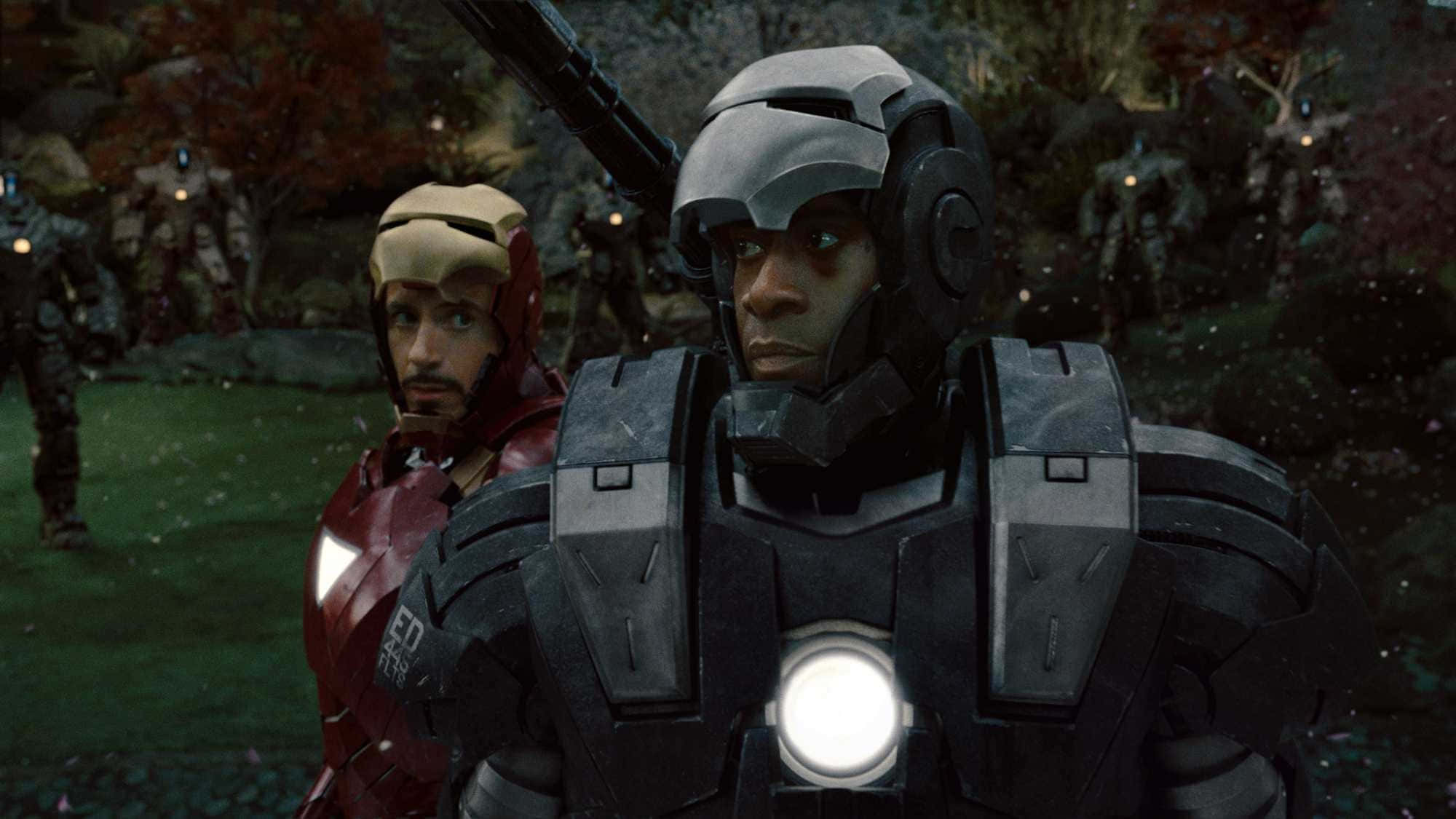 Iron Man 2, red armor, black armor, Full HD Desktop Wallpaper