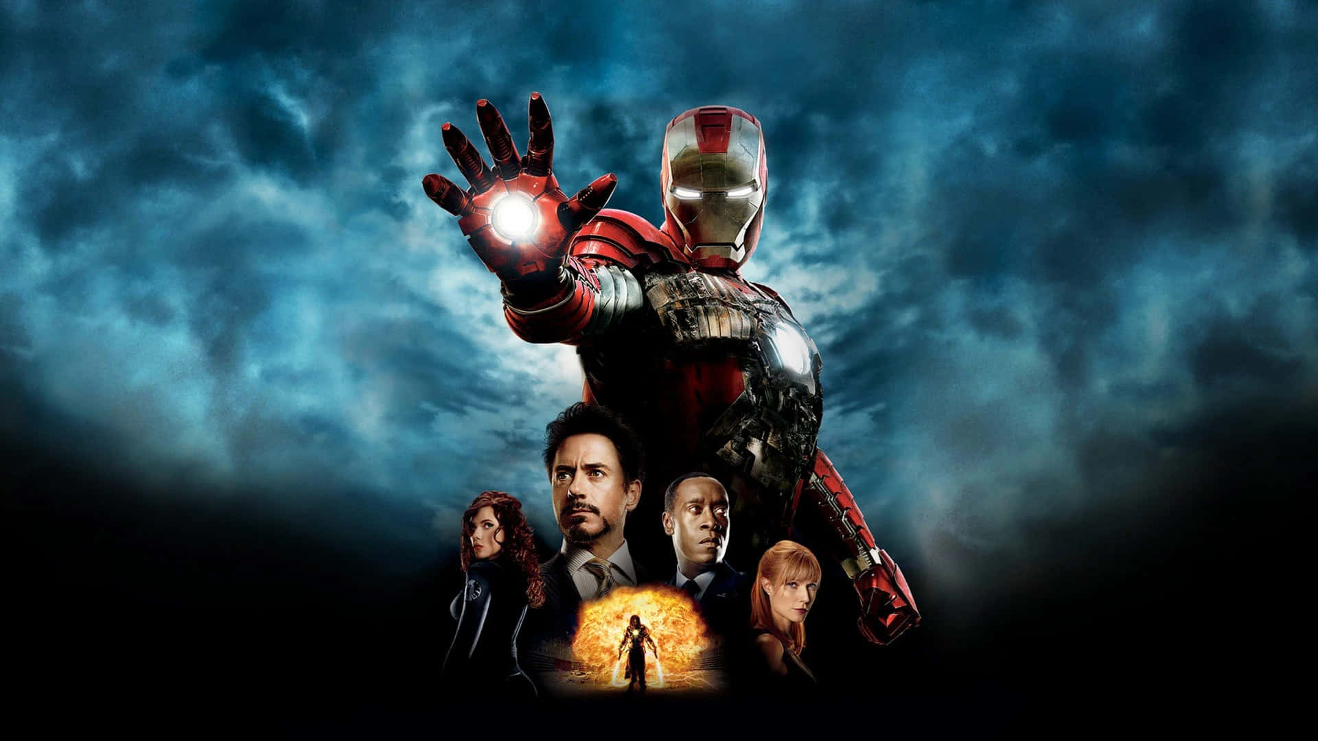 Iron Man 2, red and gold armor, glowing palm repulsor, Full HD Desktop Wallpaper