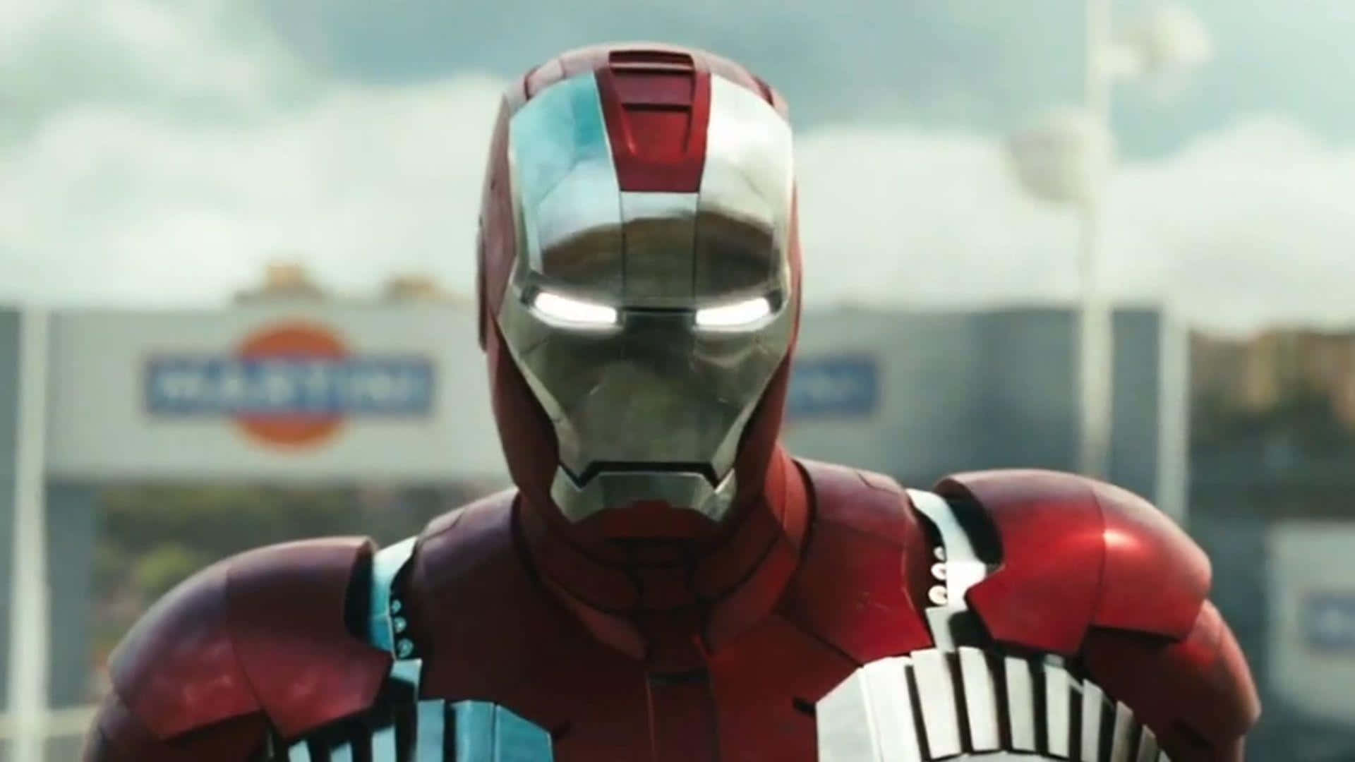 Iron Man, red and gold armor, glowing eyes, Full HD Desktop Wallpaper