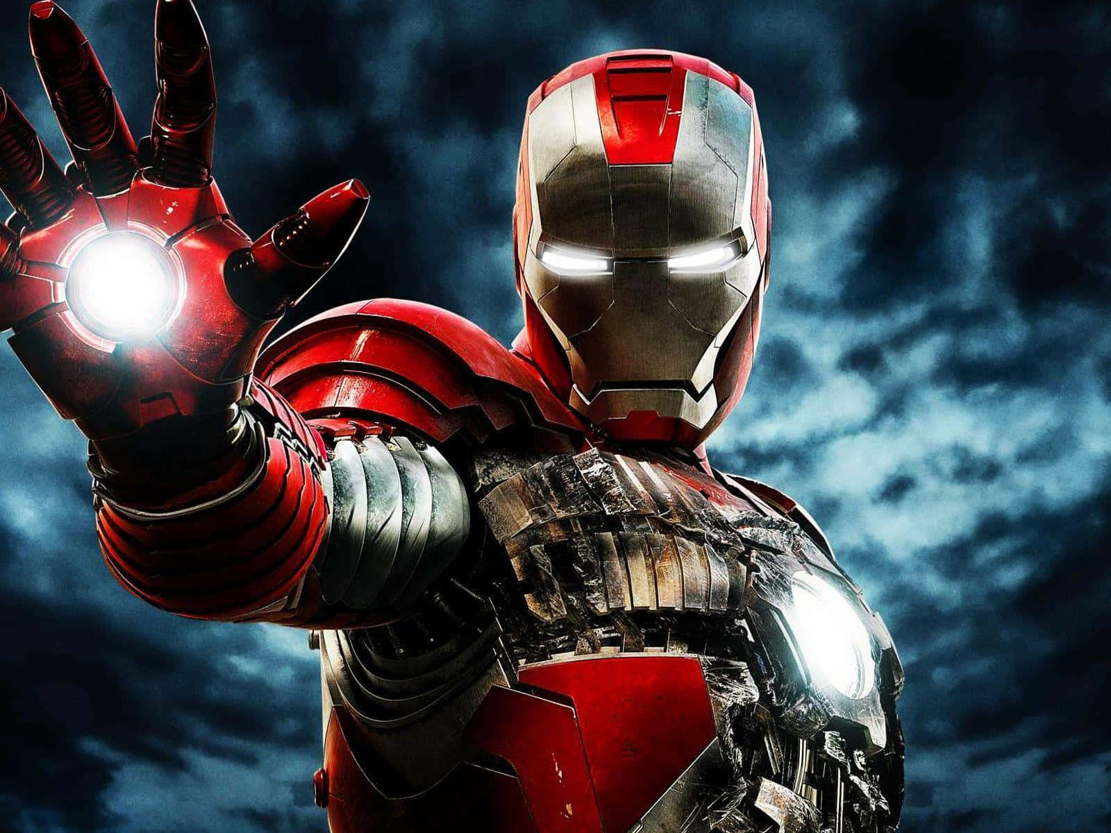 Iron Man 2, red and gold armor, glowing repulsor hand, HD Desktop Wallpaper