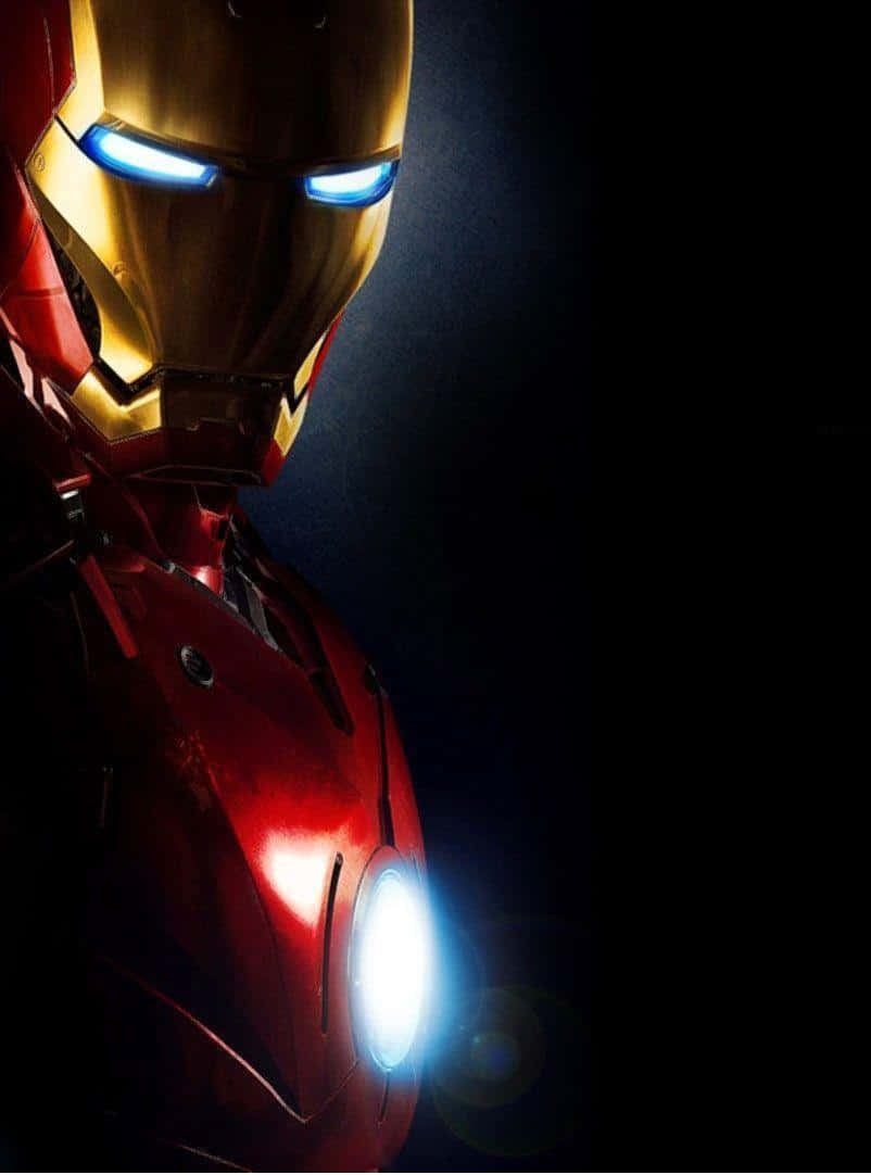 Iron Man 2, red and gold armored helmet, bright blue eyes, SD Phone Wallpaper
