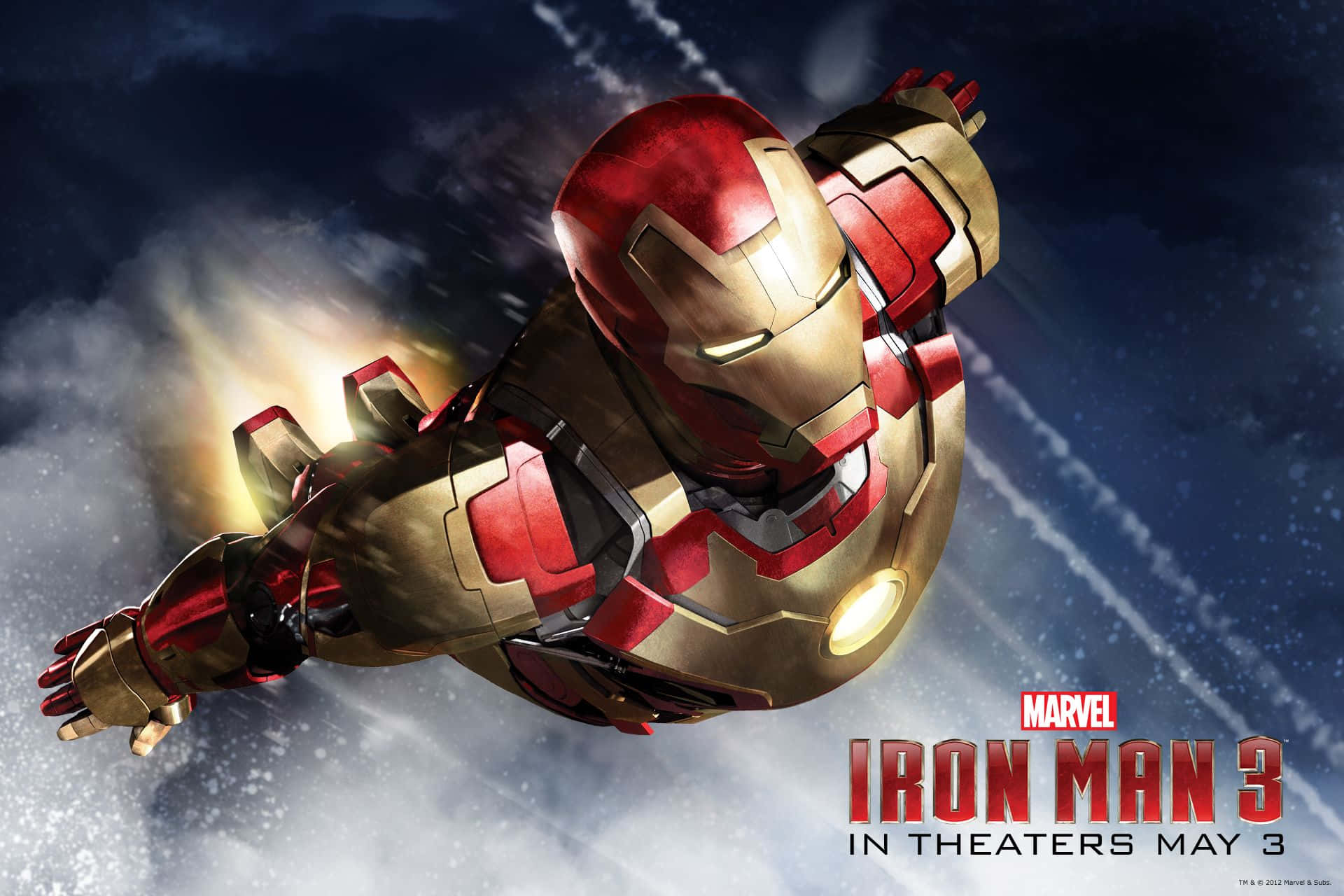 Iron Man, red and gold armor, glowing repulsors, Full HD Desktop Wallpaper