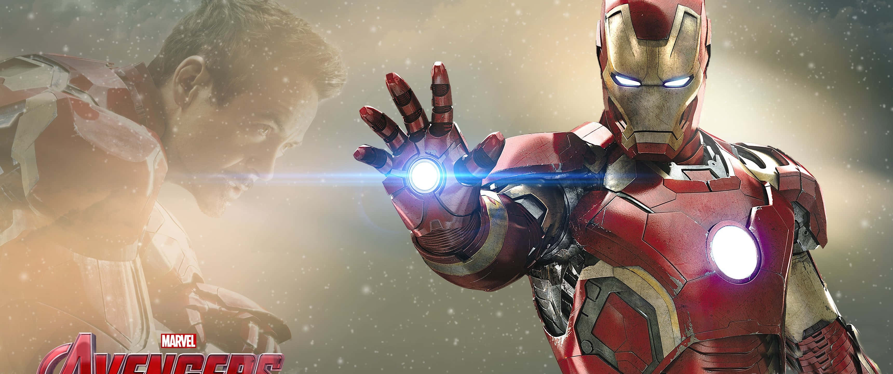 Iron Man, red and gold armor, repulsor hand, 2K Desktop Wallpaper