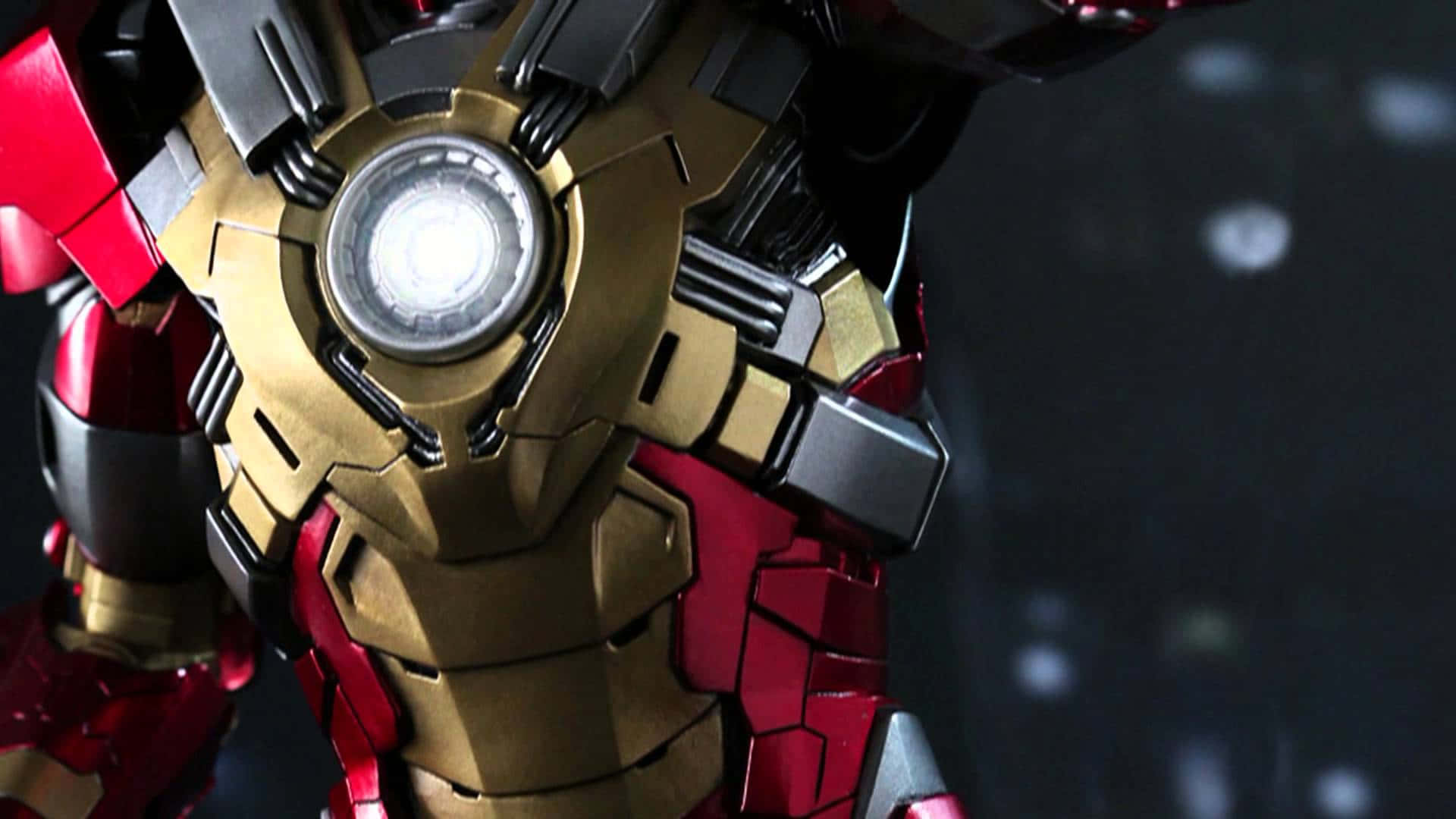 Iron Man 3, arc reactor, gold and red armor, Full HD Desktop Wallpaper
