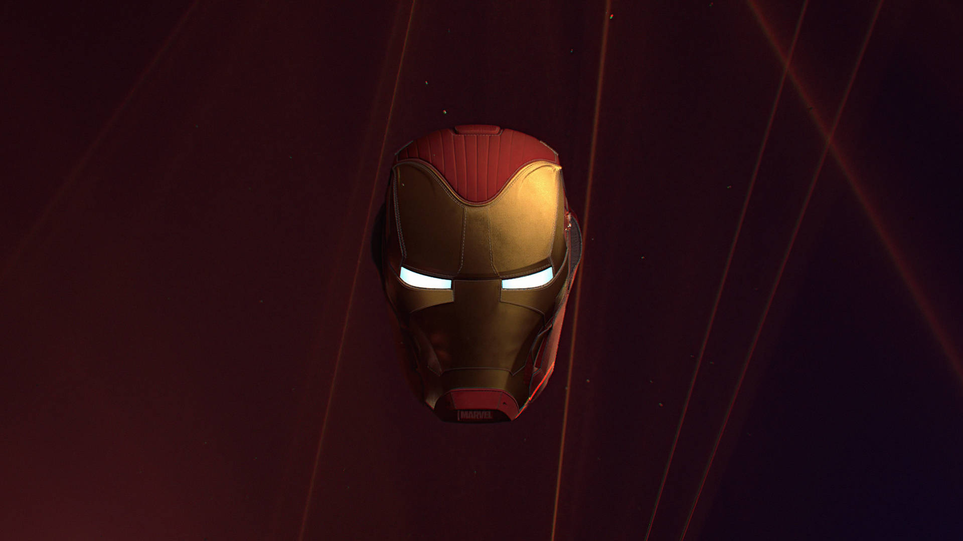 Iron Man, glowing helmet, radiant orange light beams, Full HD Desktop Wallpaper