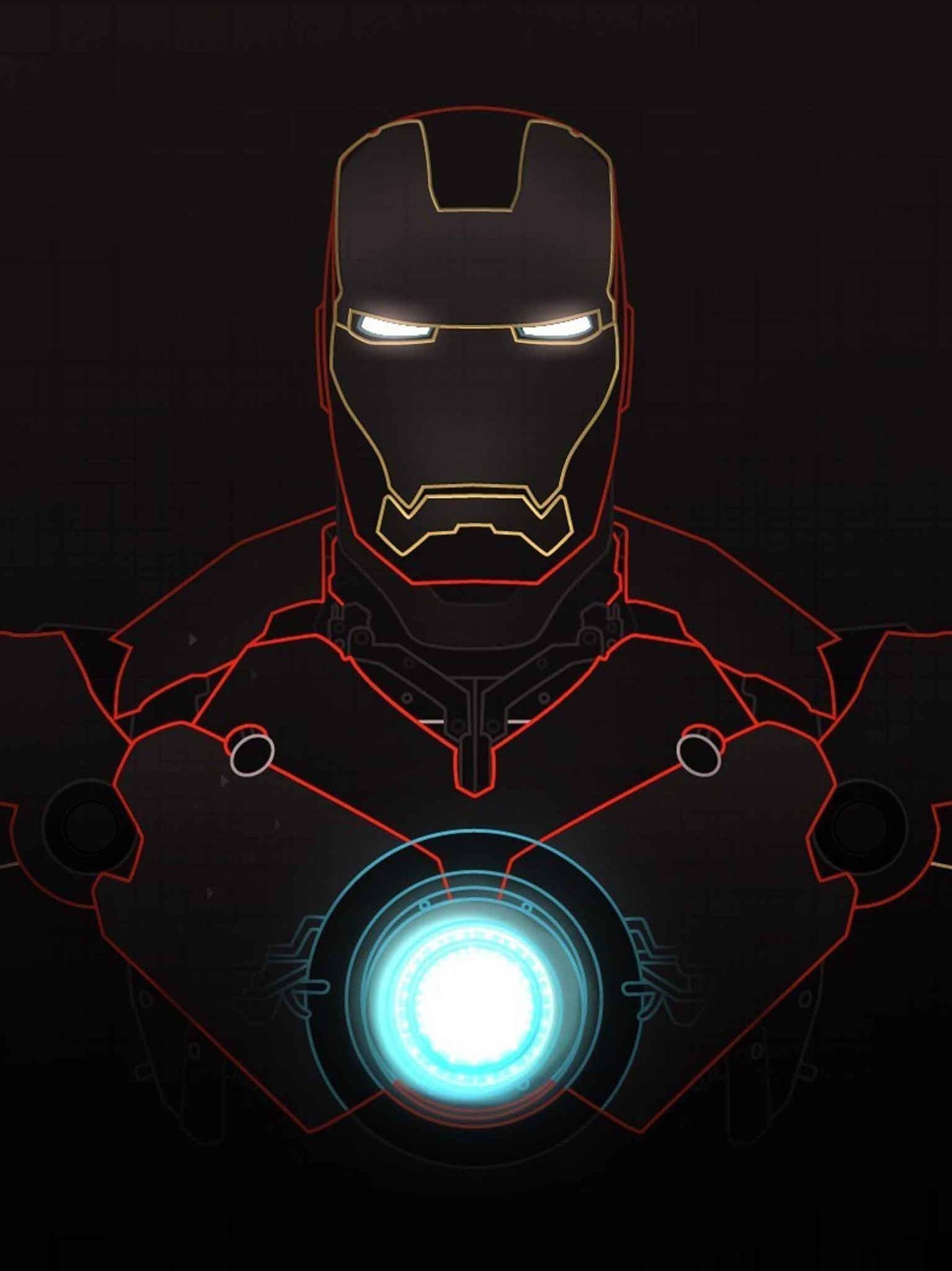 Neon Red Iron Man, Iron Man, arc reactor, Full HD Phone Wallpaper