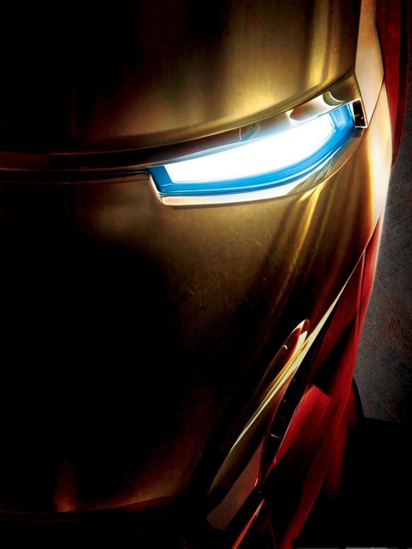 Iron Man, glowing blue eye slit, dark metallic armor, Full HD Phone Wallpaper