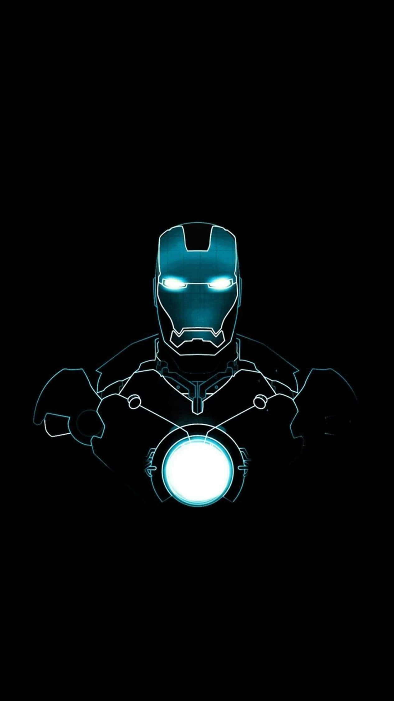 Iron Man, glowing blue helmet, chest arc reactor, Full HD Phone Wallpaper