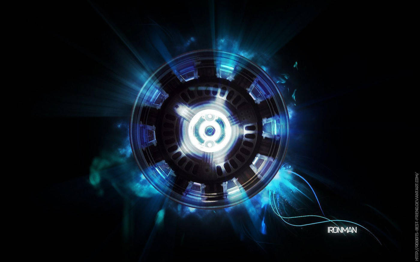 Iron Man, arc reactor, glowing blue, HD Desktop Wallpaper