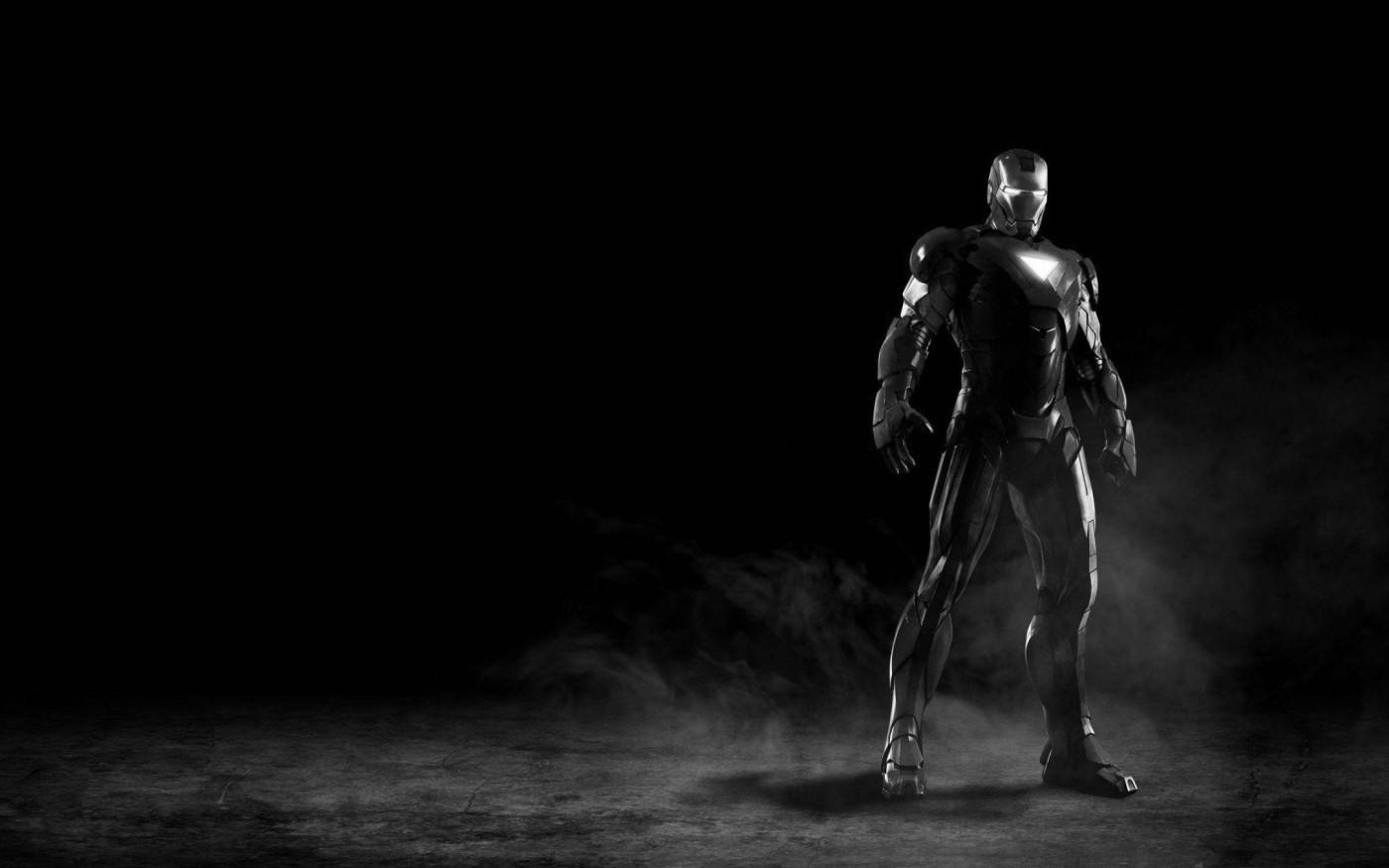 Iron Man, monochrome, metallic suit, HD Desktop Wallpaper
