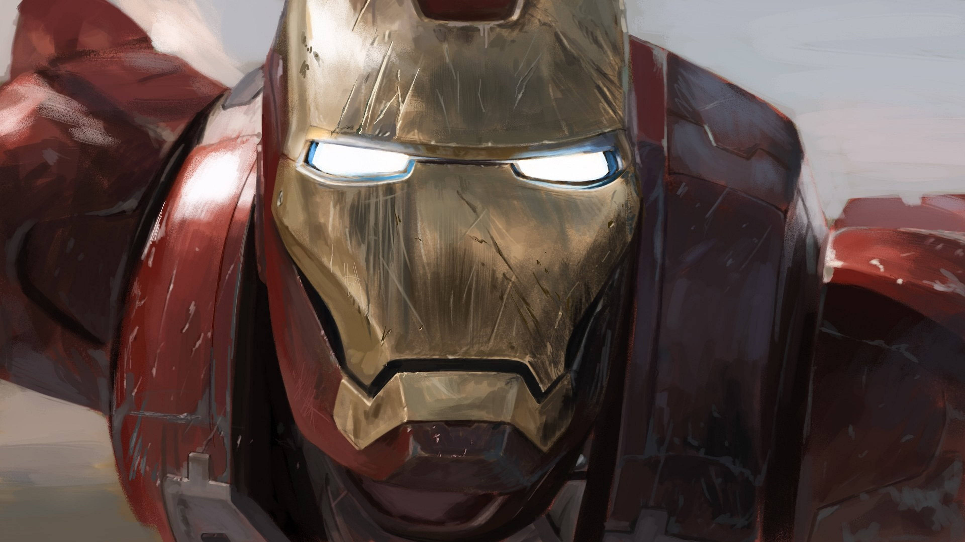 Iron Man, Golden Mask, glowing eyes, 4K Desktop Wallpaper