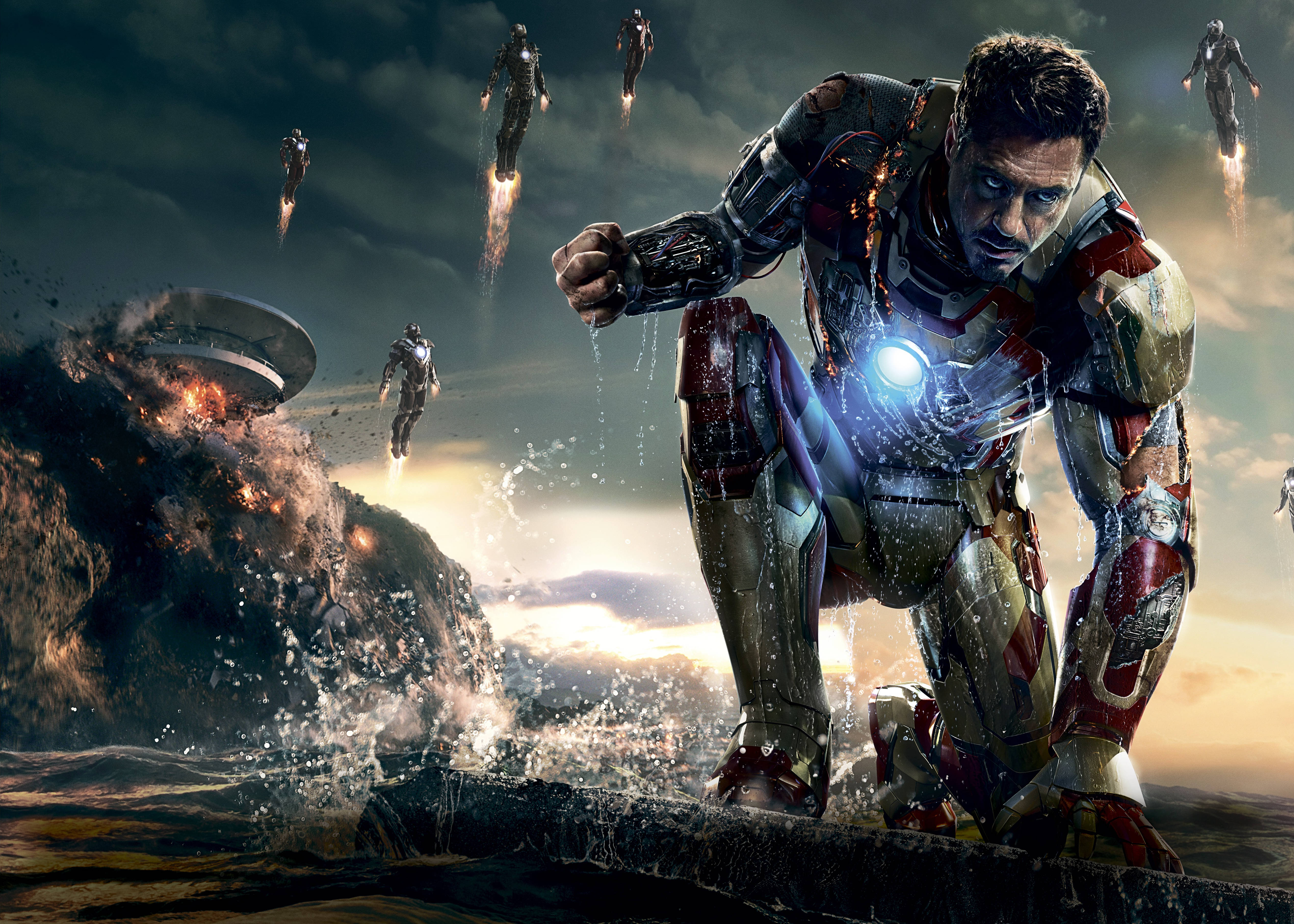 Iron Man, damaged armor, water, 4K Desktop Wallpaper