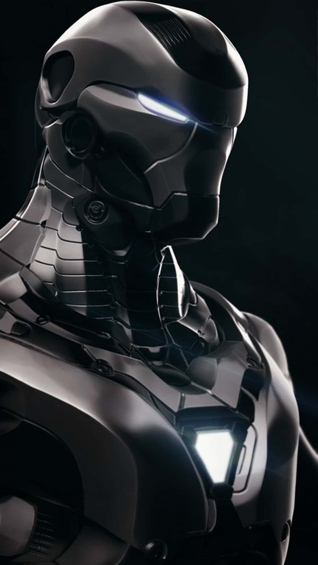 Iron Man, black, glowing blue eyes, Full HD Phone Wallpaper