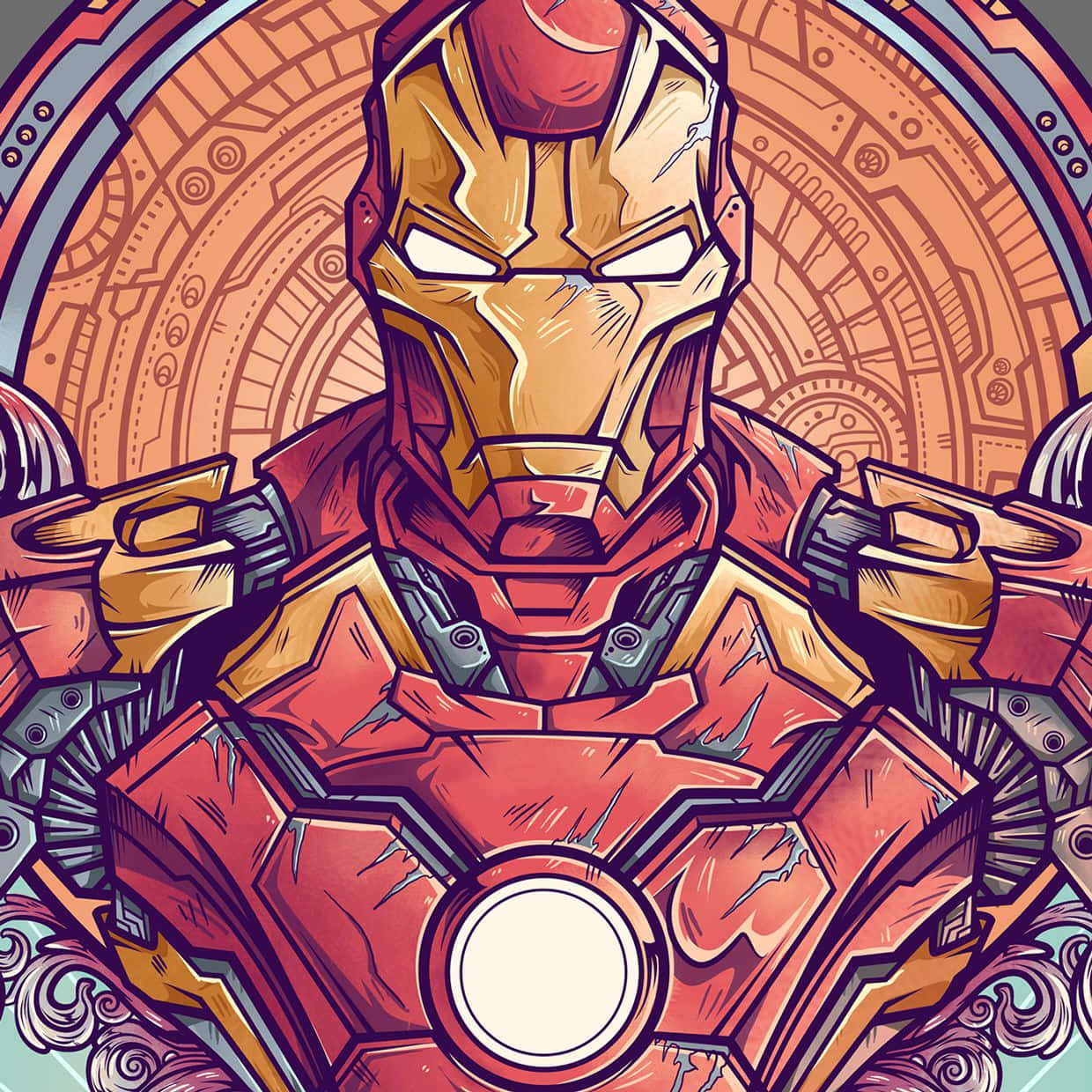 Iron Man, red gold armor, glowing eyes, SD Desktop Wallpaper