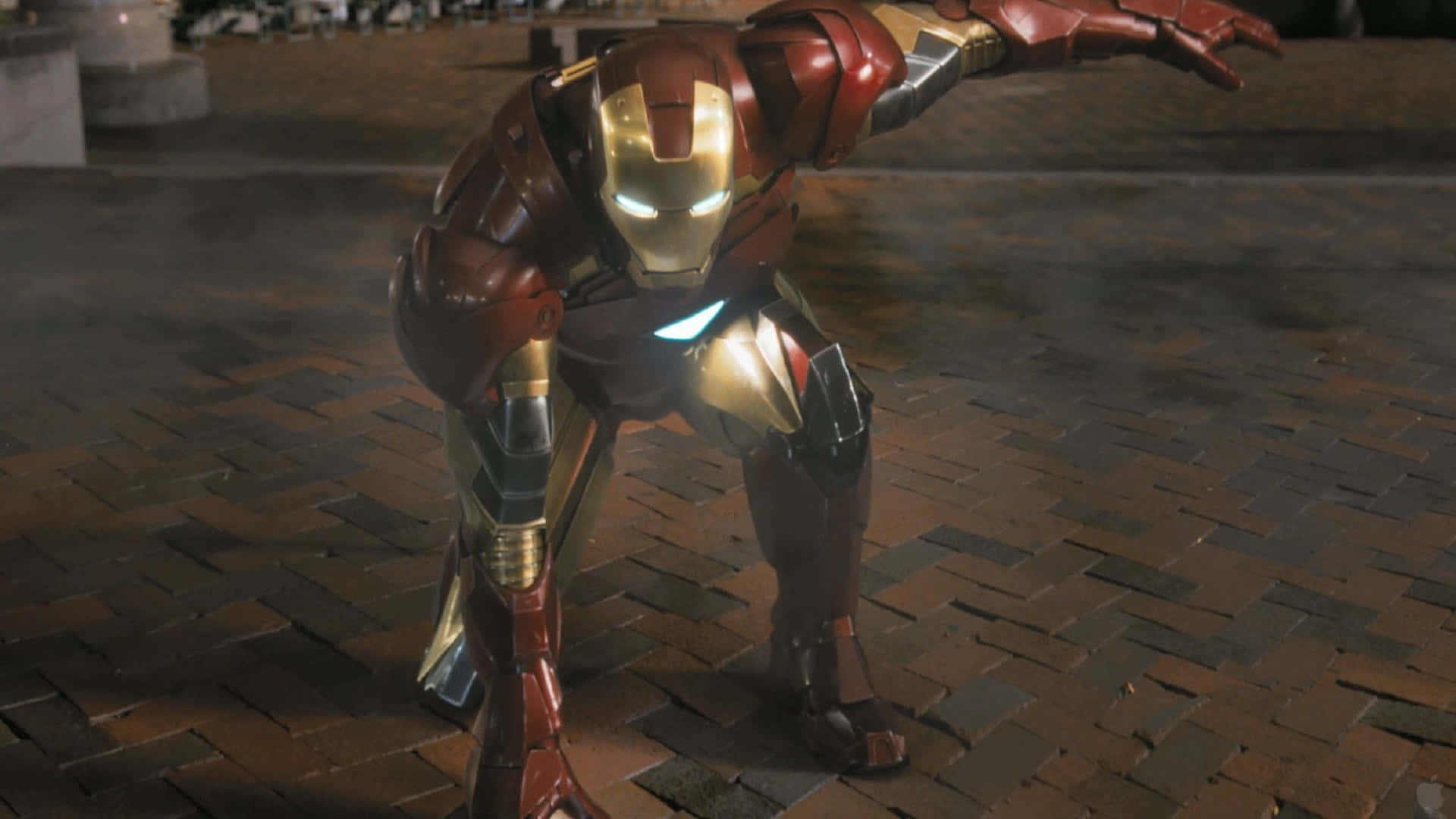 Iron Man, red gold armor, glowing eyes, Full HD Desktop Wallpaper