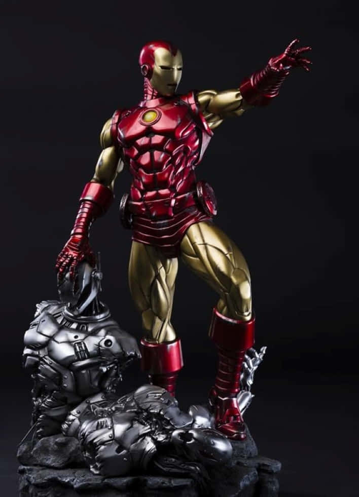 Iron Man, red gold armor, silver armored foes, SD Phone Wallpaper
