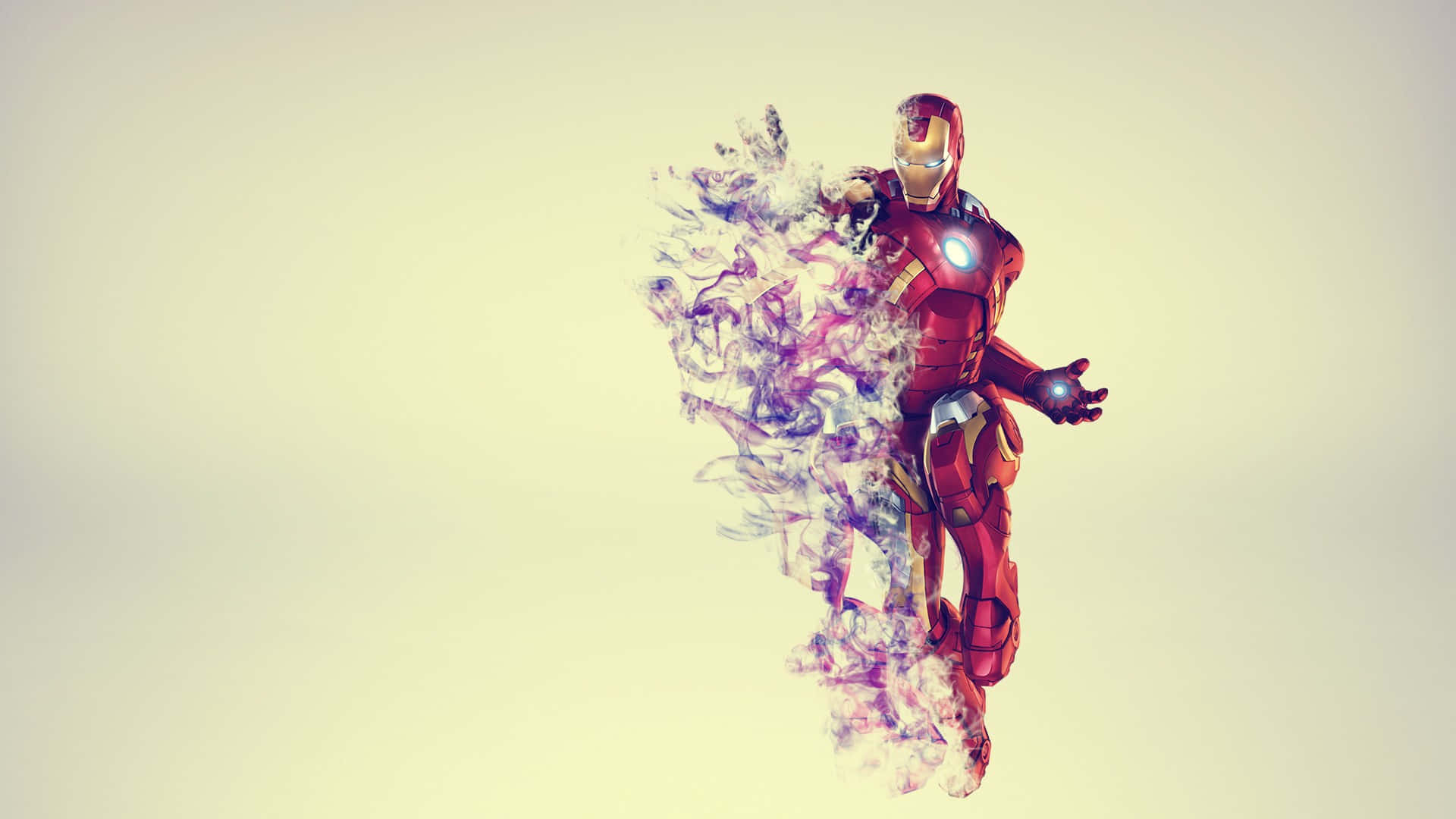 Iron Man, red armor, purple and white particles, Full HD Desktop Wallpaper
