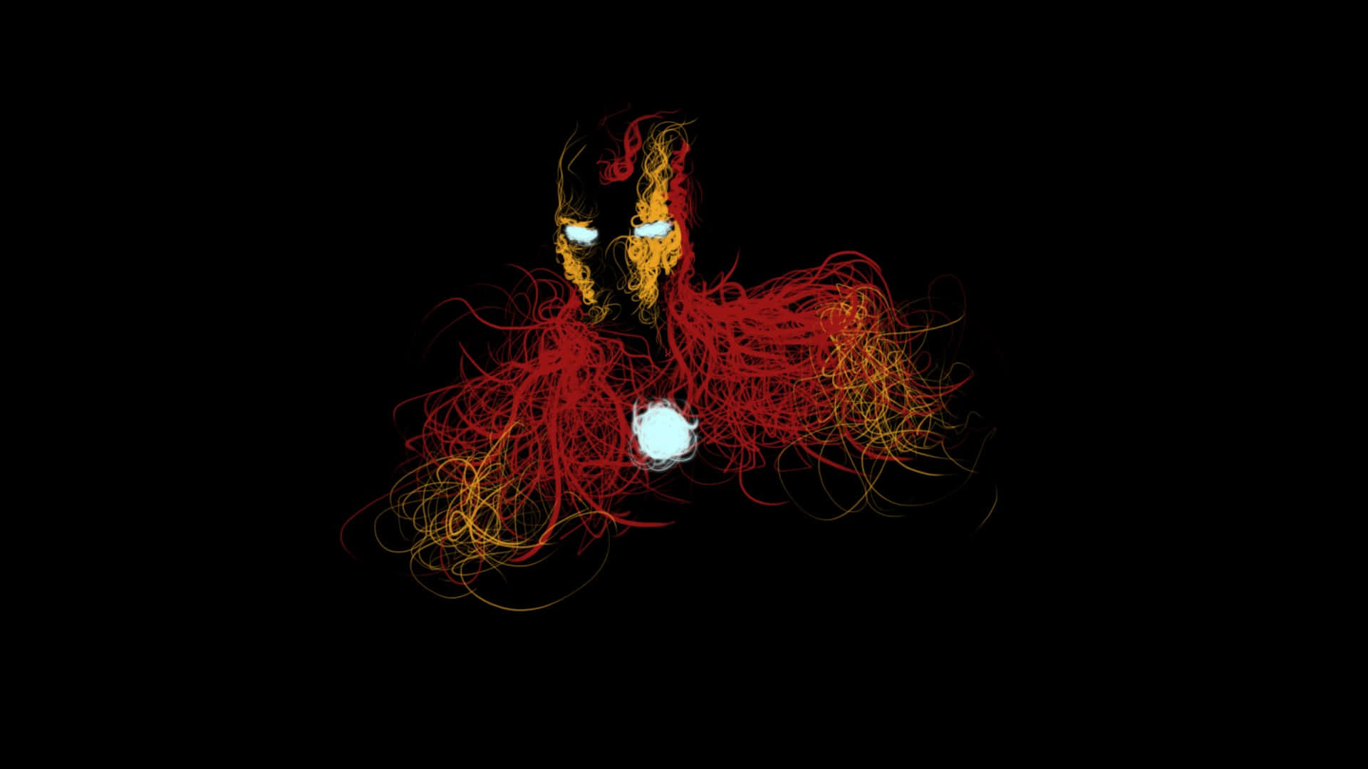 Iron Man, red and gold energy lines, black background, Full HD Desktop Wallpaper