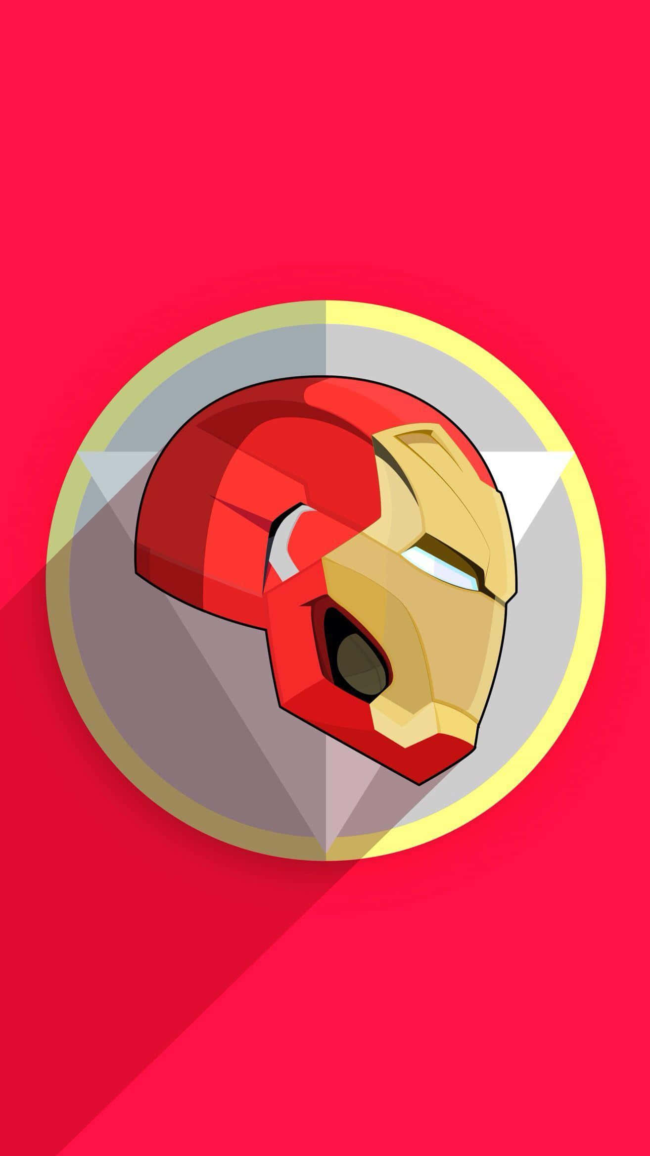 Iron Man, red and gold, circular emblem, Full HD Phone Wallpaper